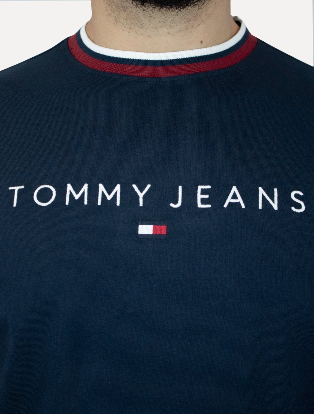 Vista 3 Camiseta Tommy Jeans Masculina Regular Linear Ringer Tee azul marinho Tommy Jeans azul marinho