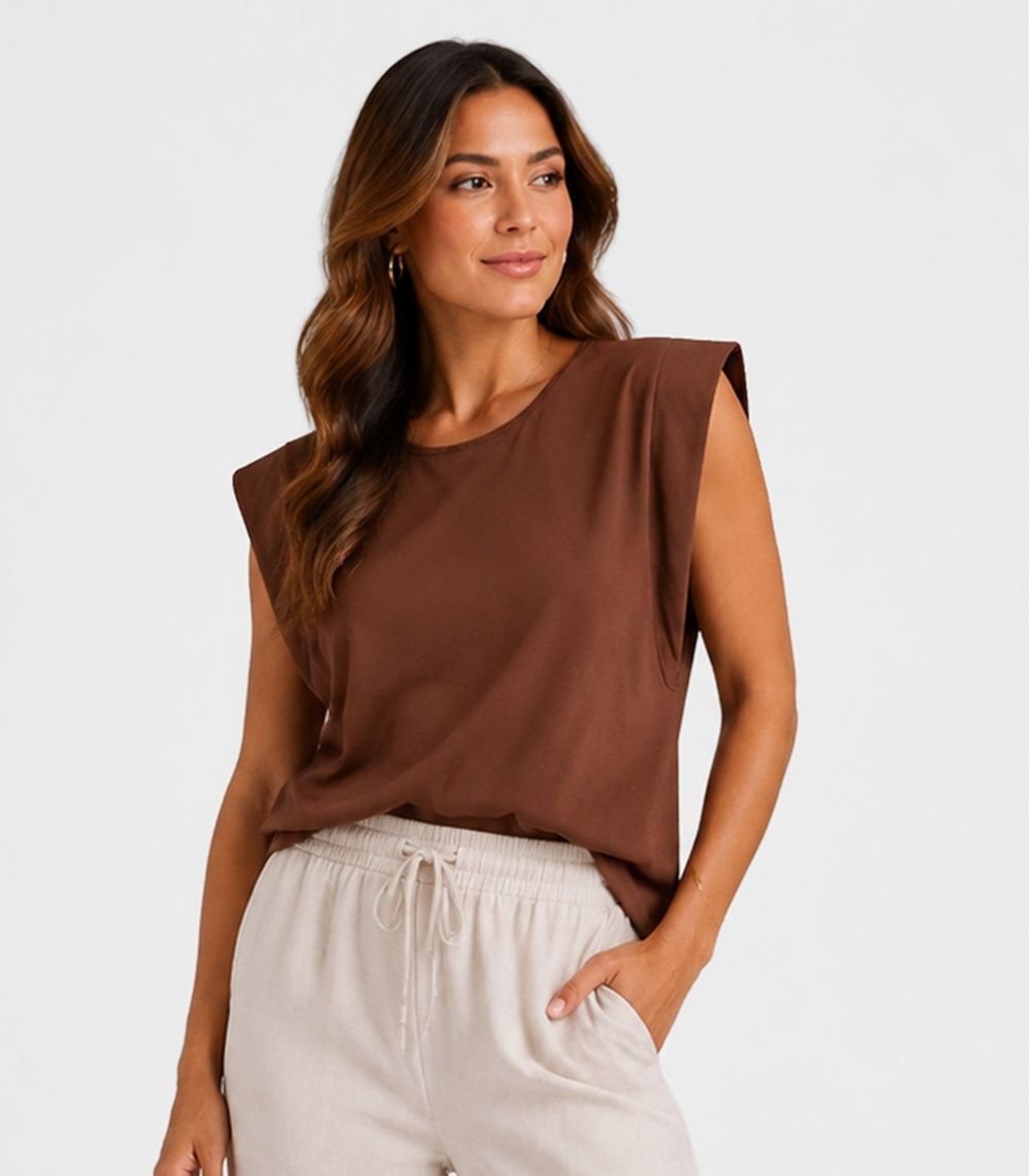 Blusa Feminina Manga Curta Infinita Cor Marrom