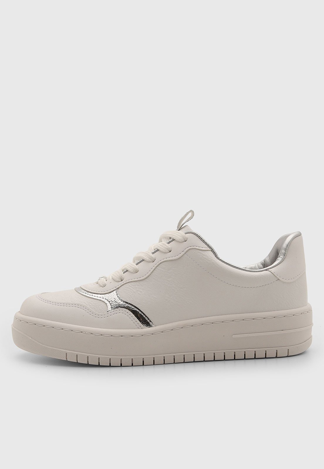 Tênis Feminino Vizzano Cano Baixo Detalhe Metalizado Branco