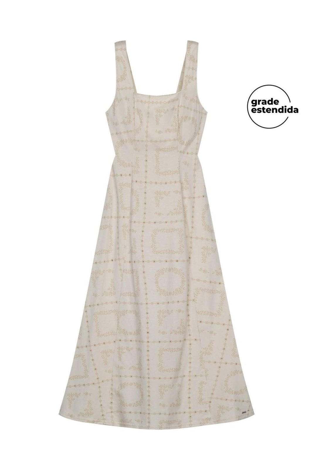 Vestido Feminino Floral Devorê Marialícia Bege