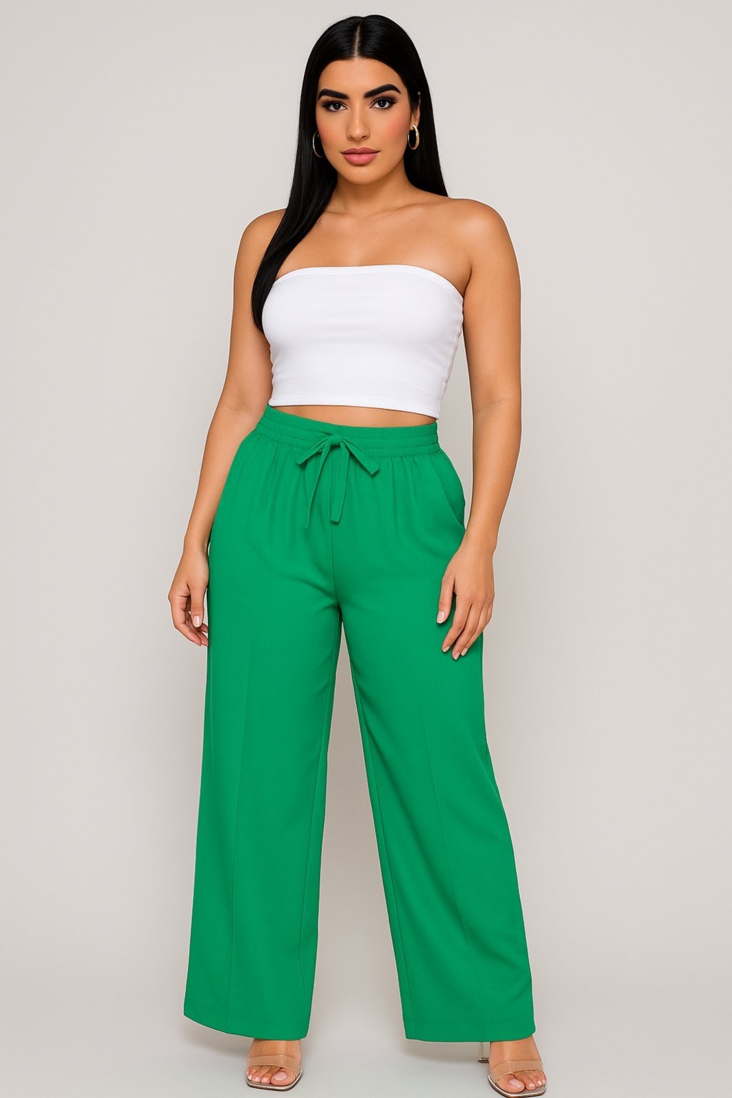 Calça Pantalona D Bell Outlet Fashion Friso Frontal Verde