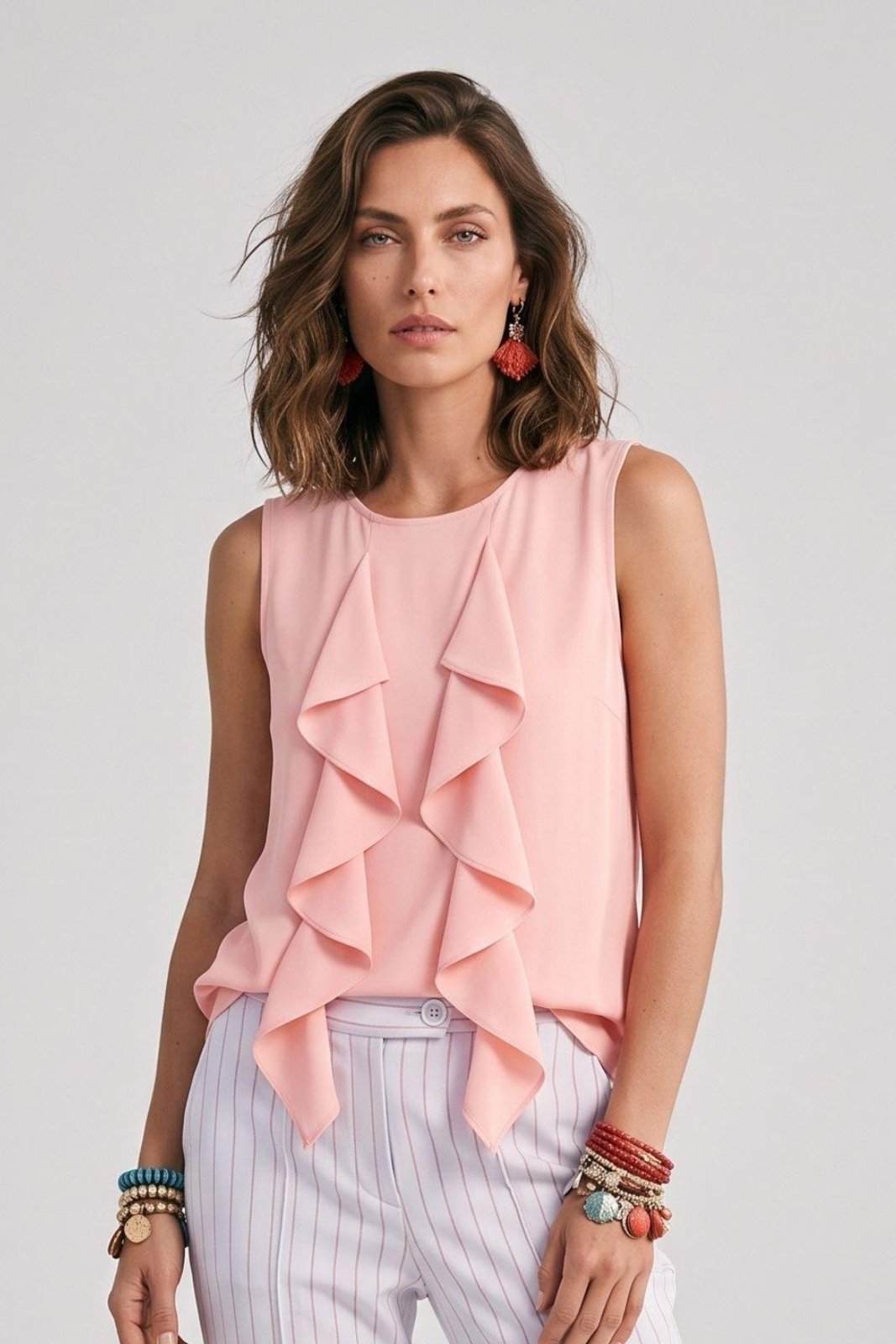 Blusa Regata Babados Petit Trame Salmon
