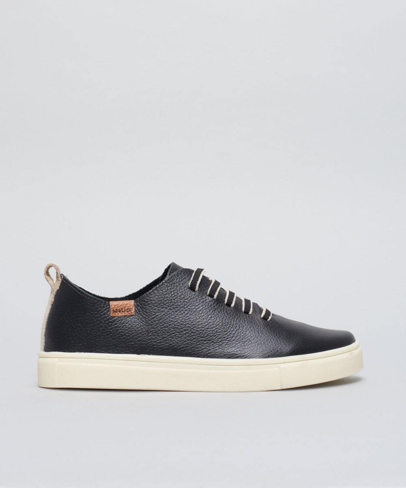 Tenis Couro Elastico Bicolor - Preto/Off White 39 - preto/off white