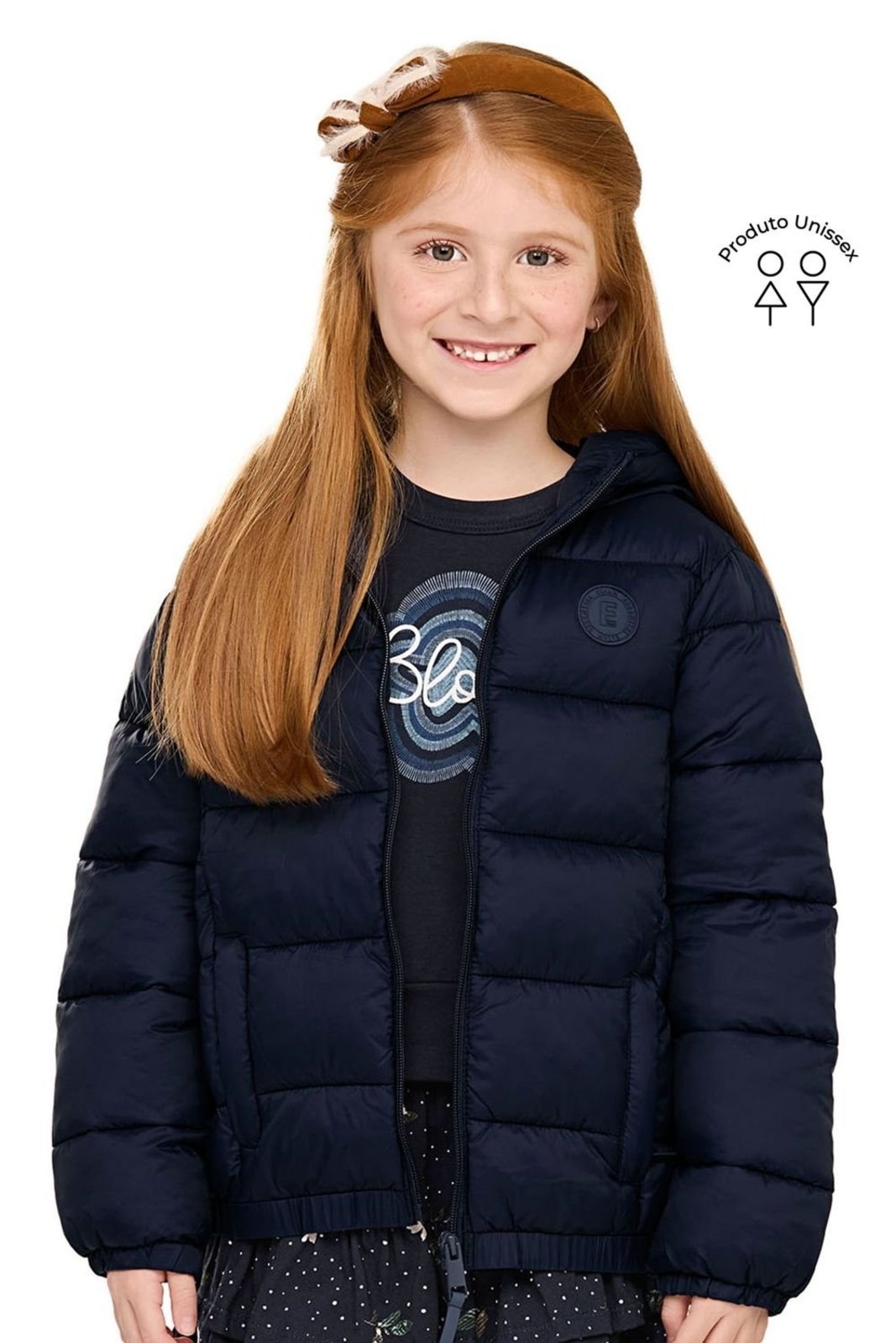 Infantil - Jaqueta Unissex Puffer Matelassê Elian Azul