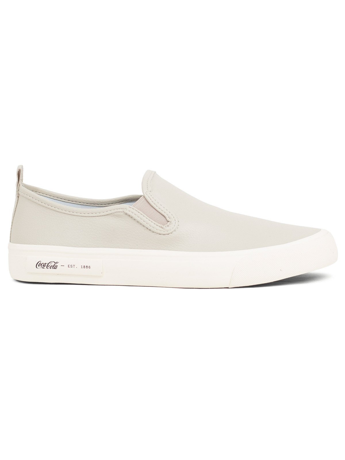 Tênis Masculino Coca Cola Slip On Iate City Town Casual Elástico Confortável Calce Fácil Branco Off White