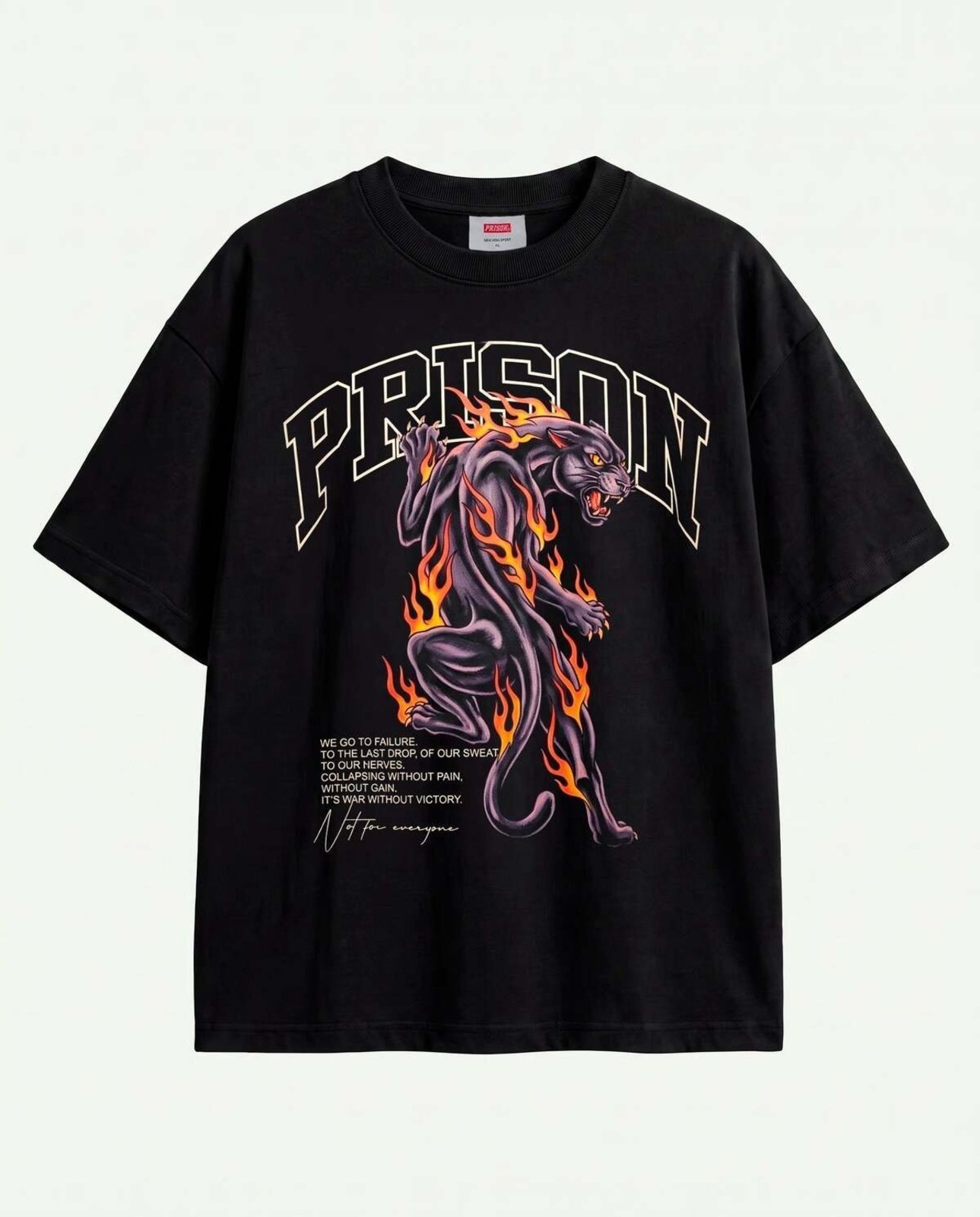 Camiseta Oversized Panther Fire Prison Preta