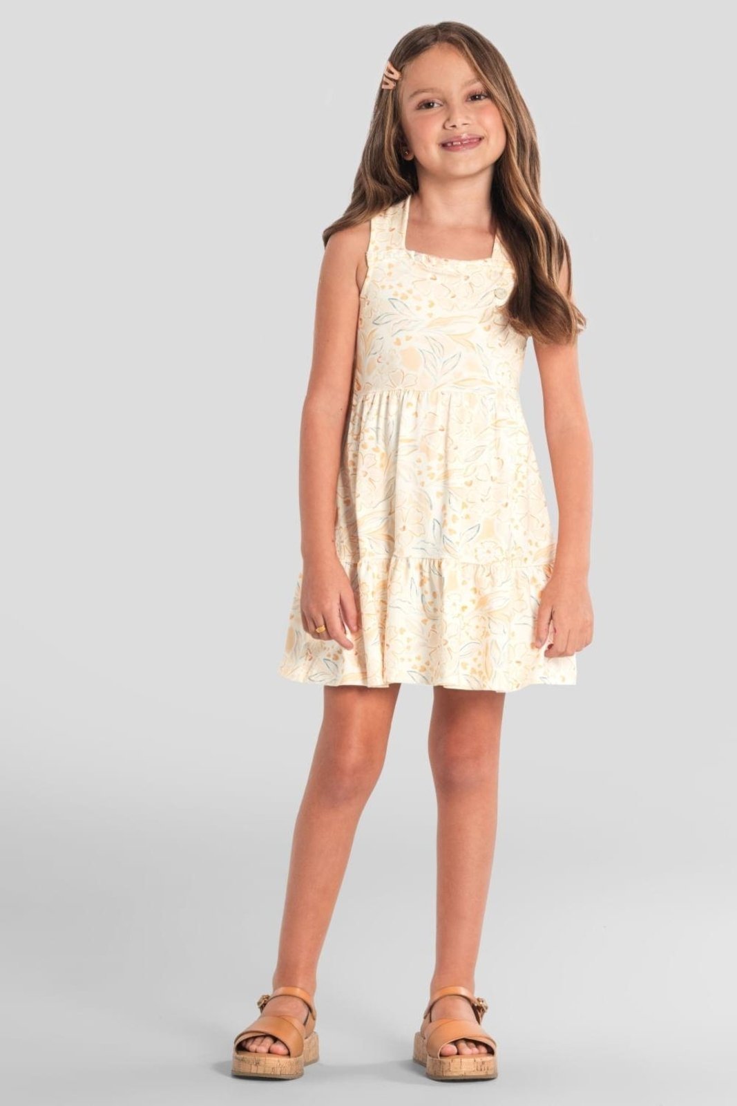 Infantil - Vestido menina floral delicado Mundi