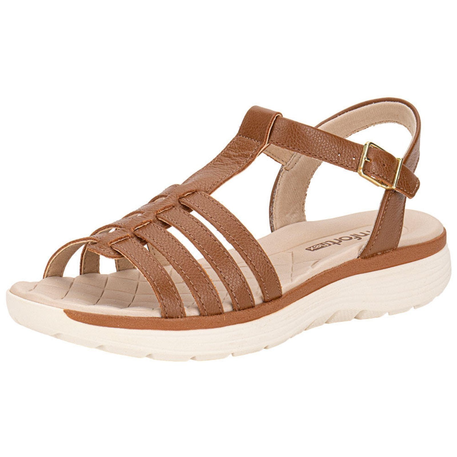 Sandália Feminina Flat Comfortflex 2543402 1454340 Caramelo