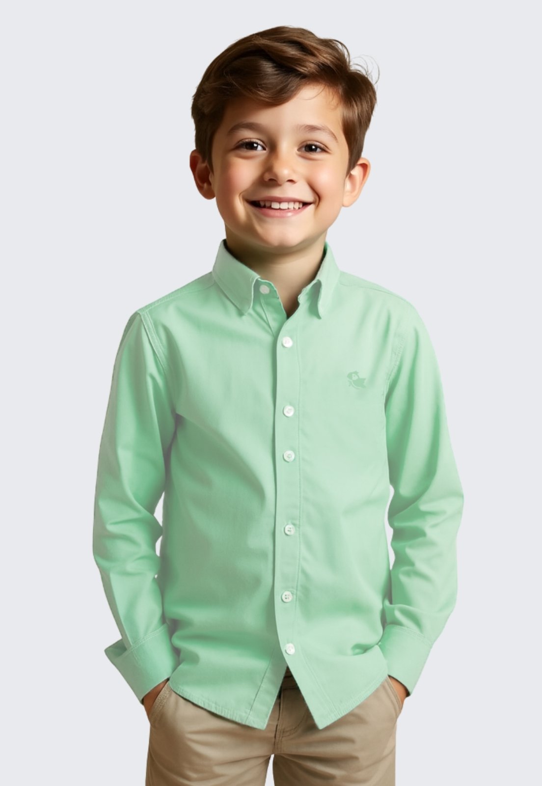 Infantil – Camisa Social Masculina Manga Longa Daze Modas Verde Água
