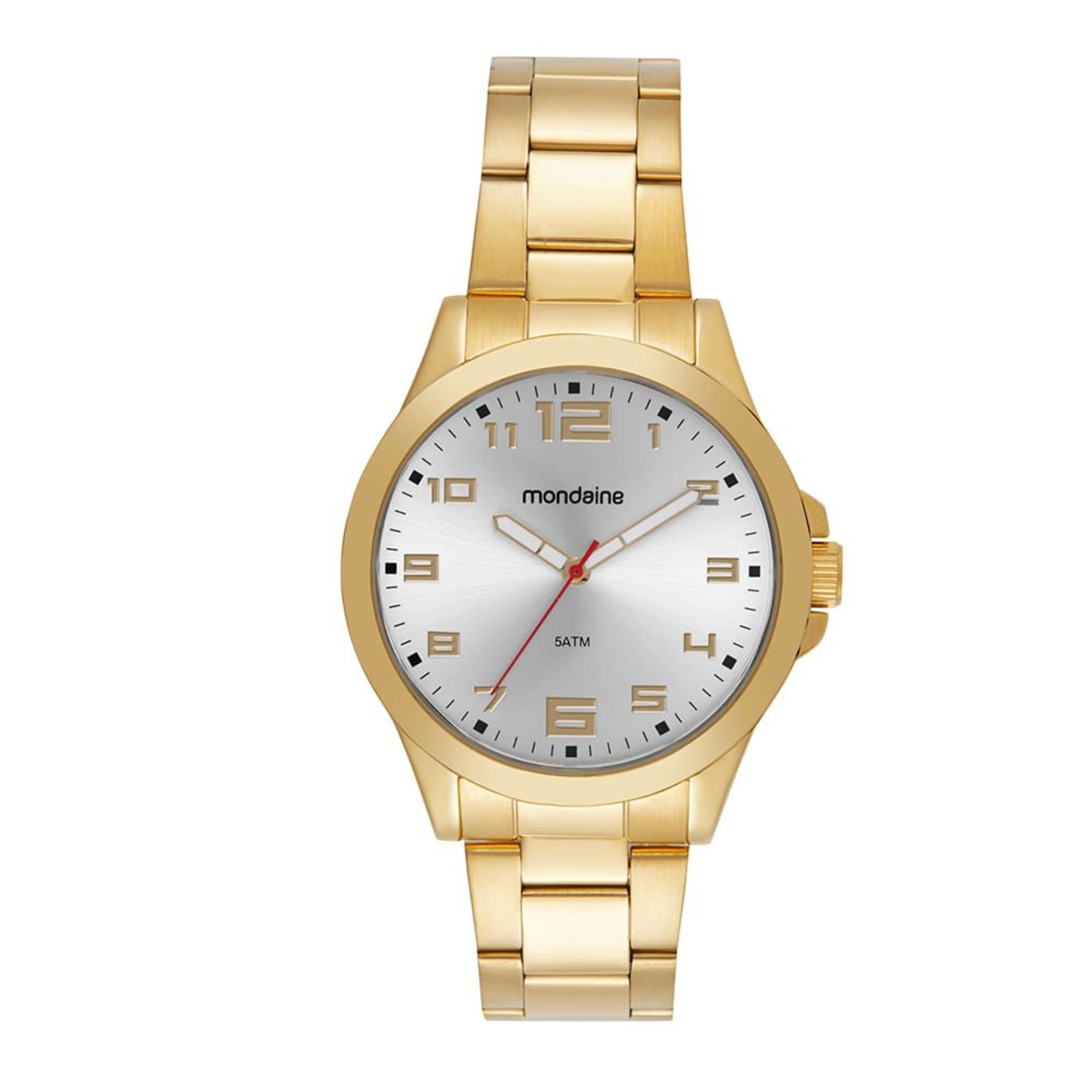 Relógio Masculino Dourado Casual Mostrador Preto Mondaine