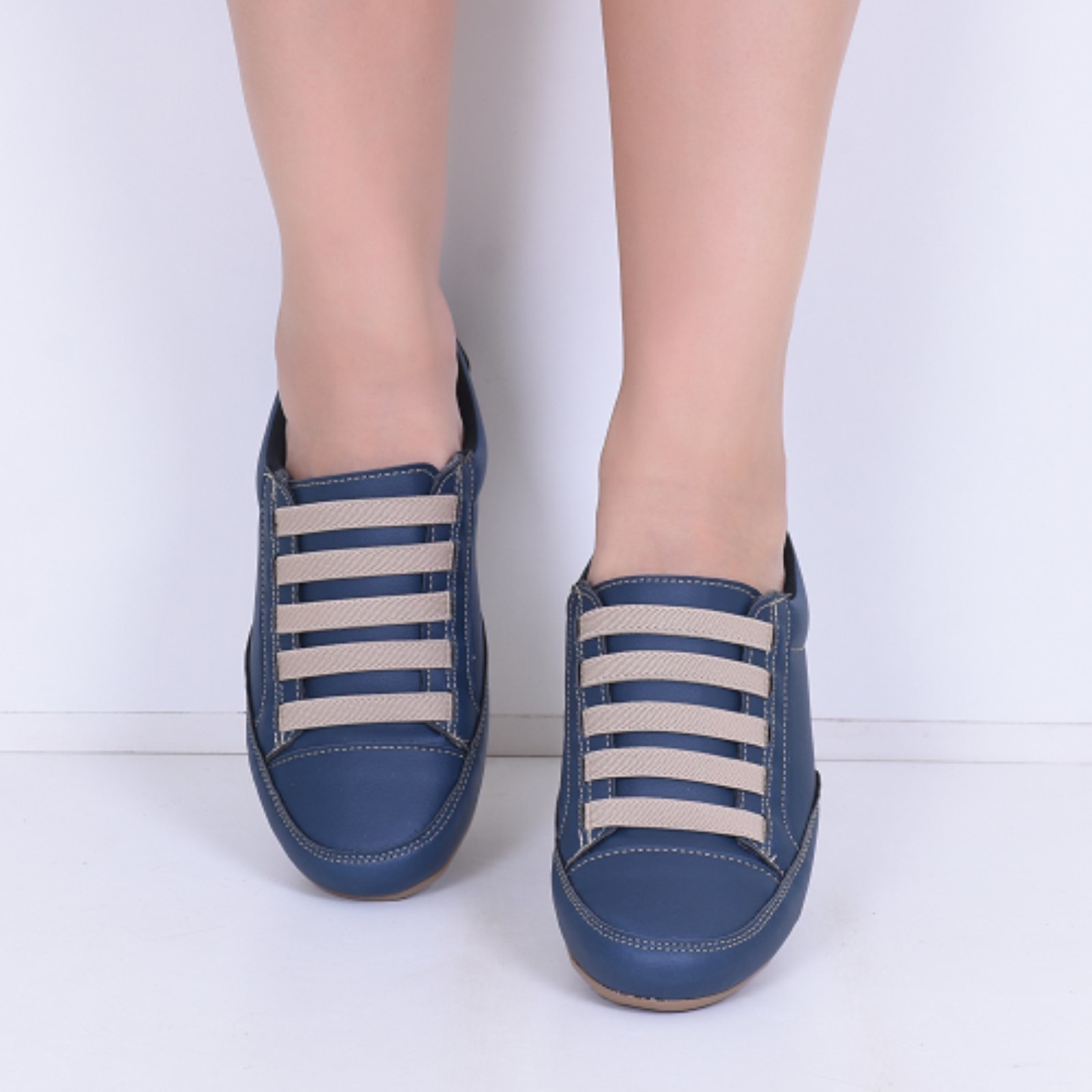 Sapatênis Feminino Comfort Casual Elástico Azul Marinho