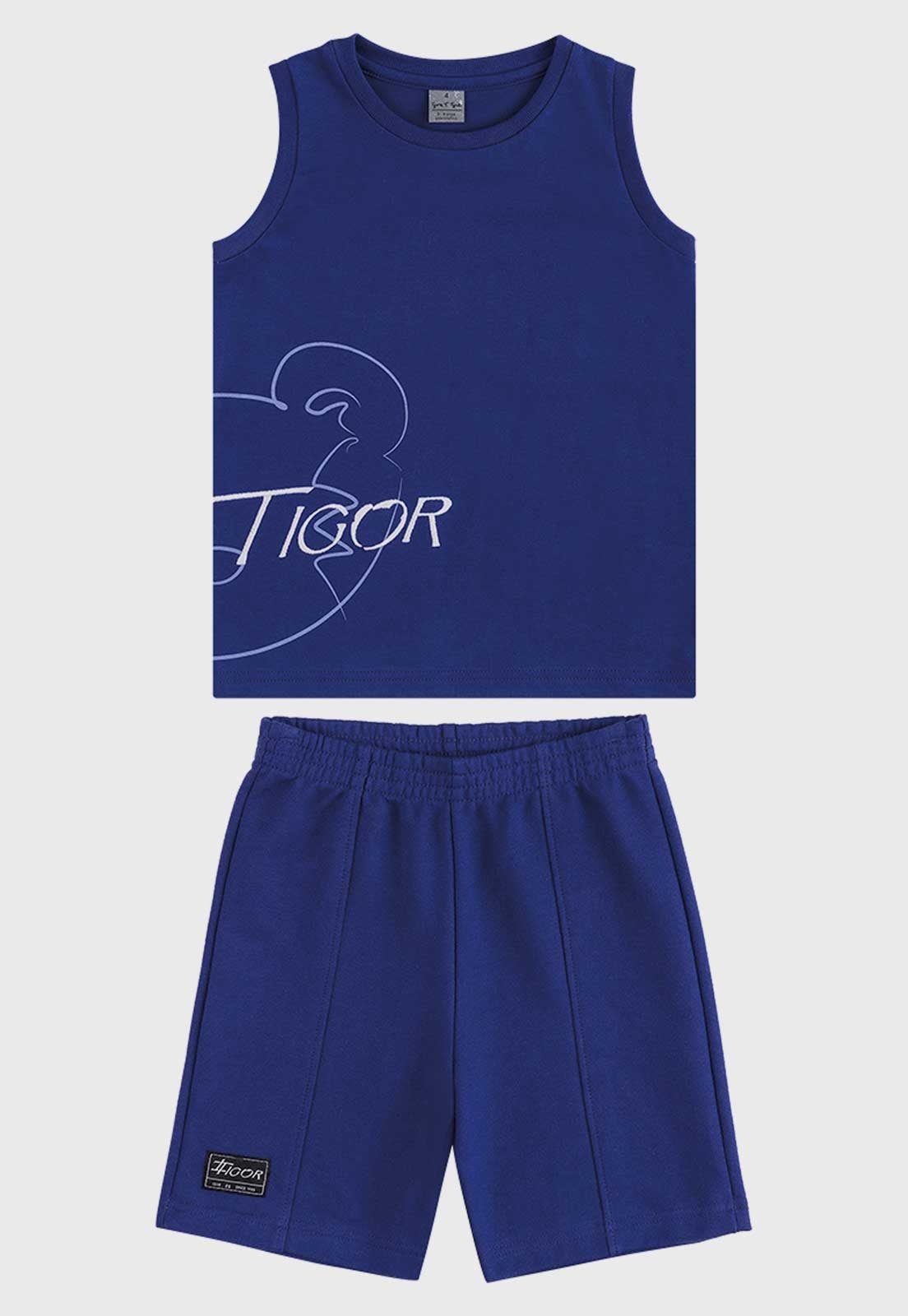 Conjunto Tigor T. Tigre Curto Logo Azul