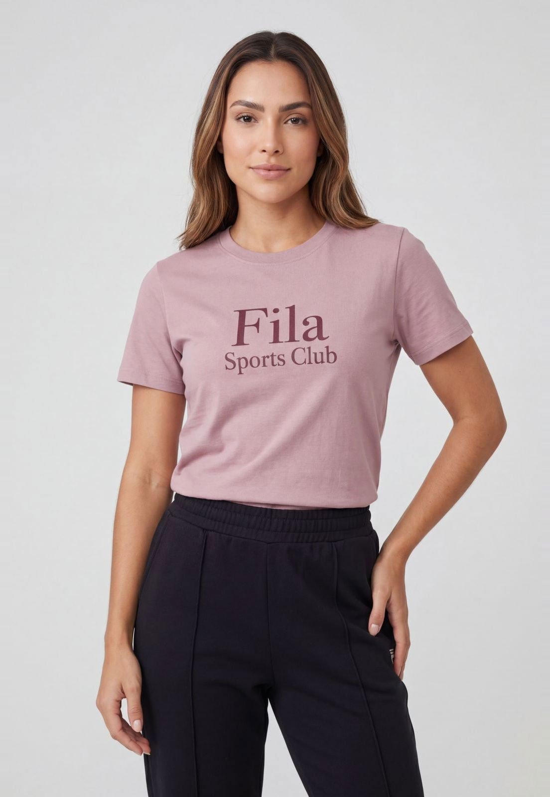 Camiseta Feminina Fila Regular Sports Club Rosa