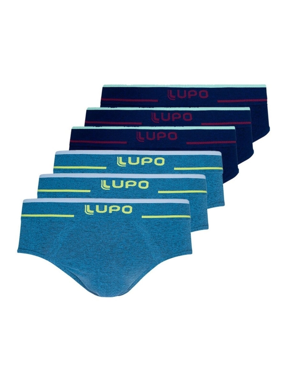Kit com 6 Cuecas Slip Lupo 624-003 Azul Marinho