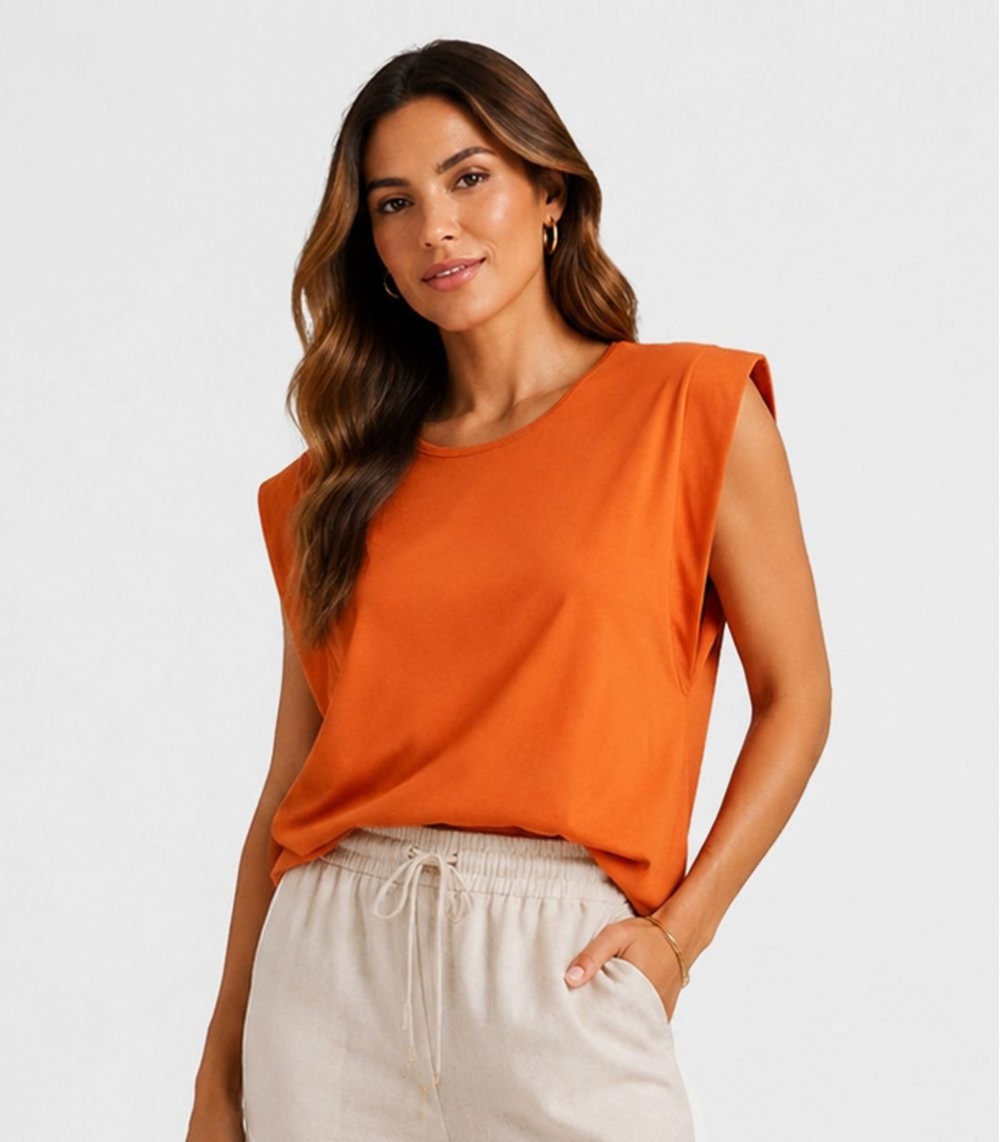 Blusa Feminina Manga Curta Infinita Cor Laranja