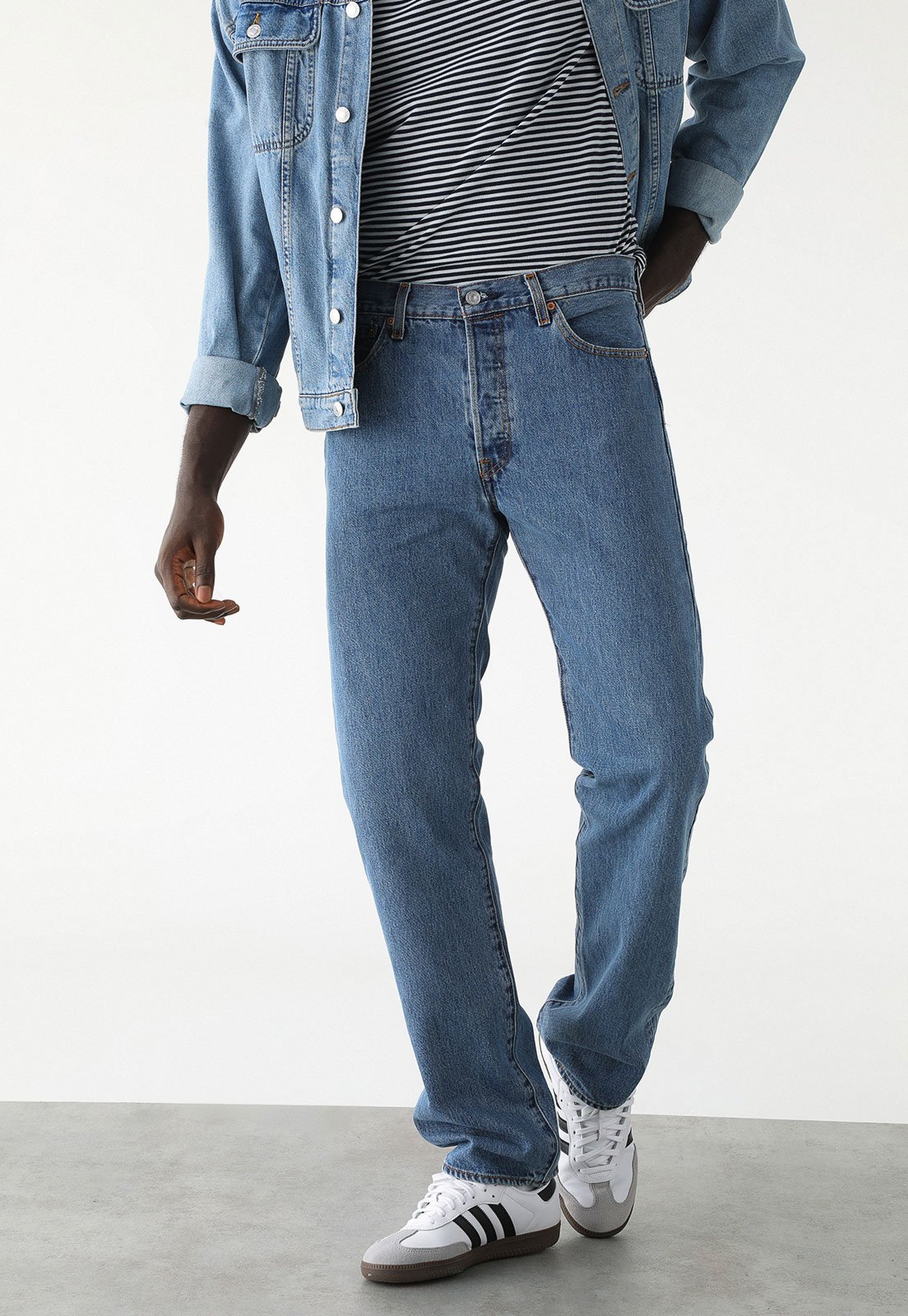 Calça Jeans Levis 501 Straight Leg Azul