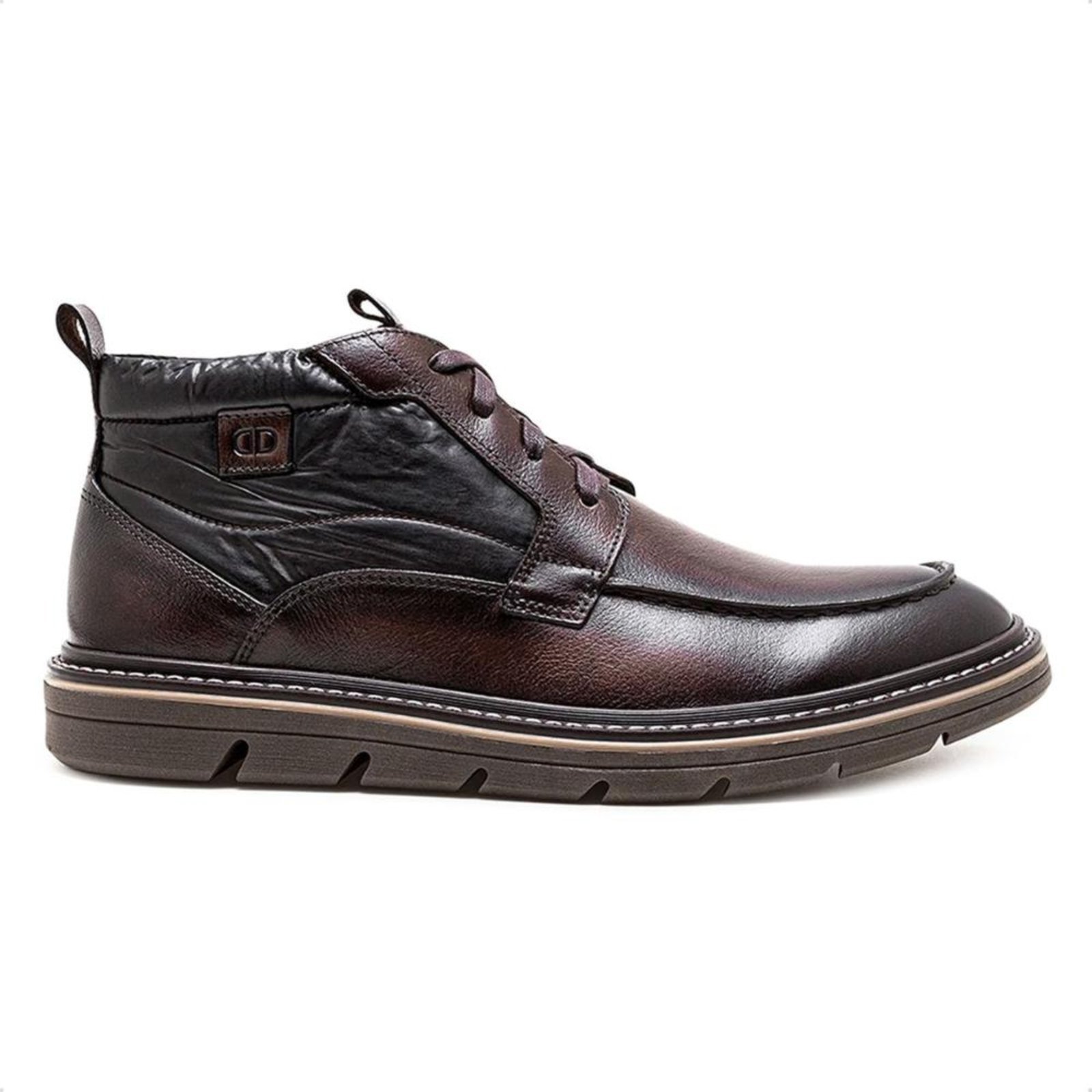 Bota de Couro Democrata Masculina Metropolitan Jeff Cano Curto 604104 Marrom