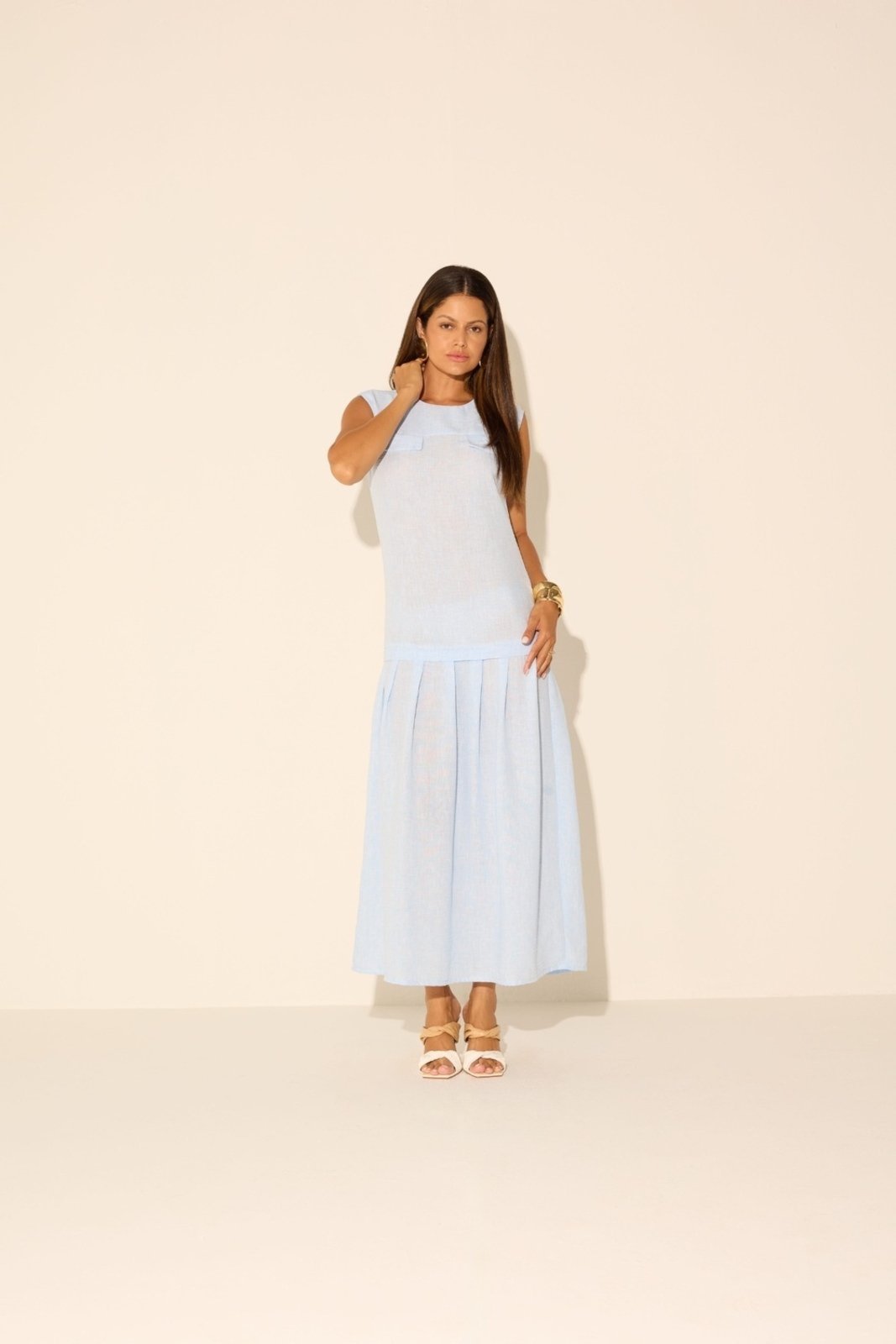 Vista 2 Vestido Vanibele Linho Claro azul Vanibele azul