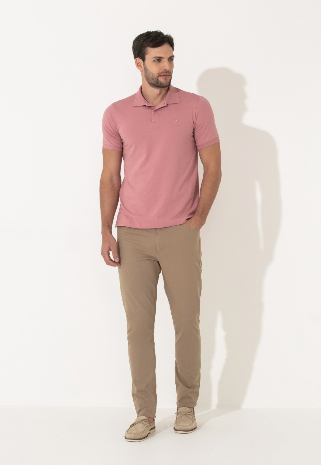 Polo Traymon Slim Com Elastano Rosa Velho