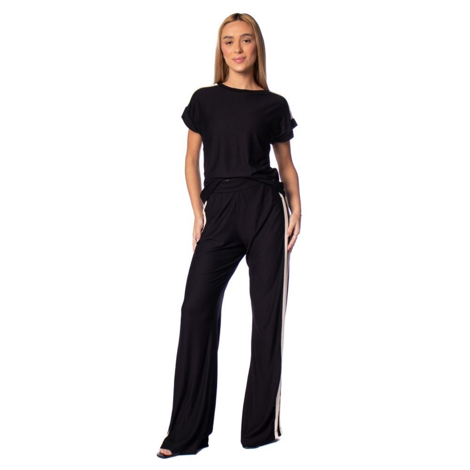 Blusa Feminina Endless Listras No Ombro Preto