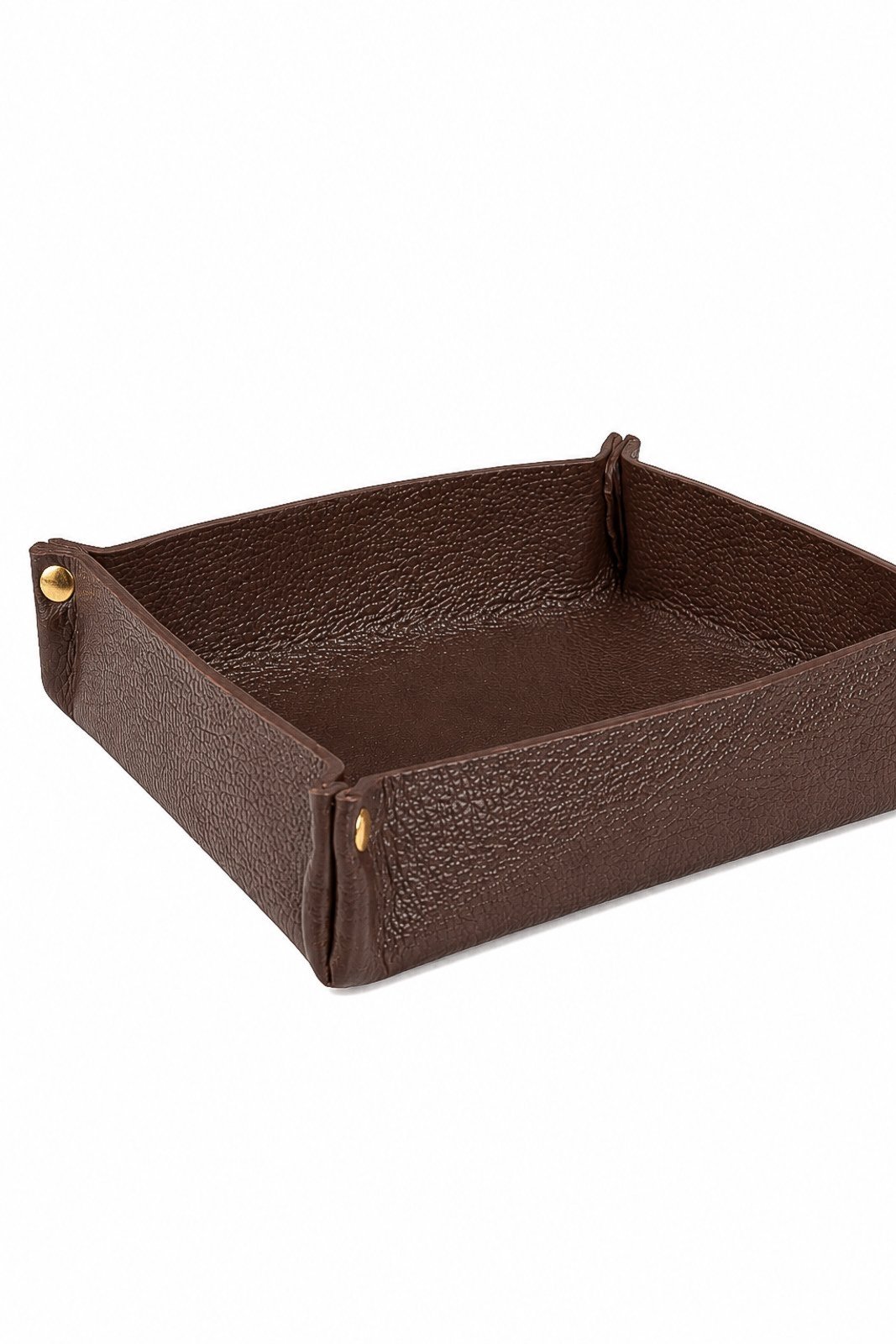 Porta objetos organizador em couro liso 16x16 Tray - Café