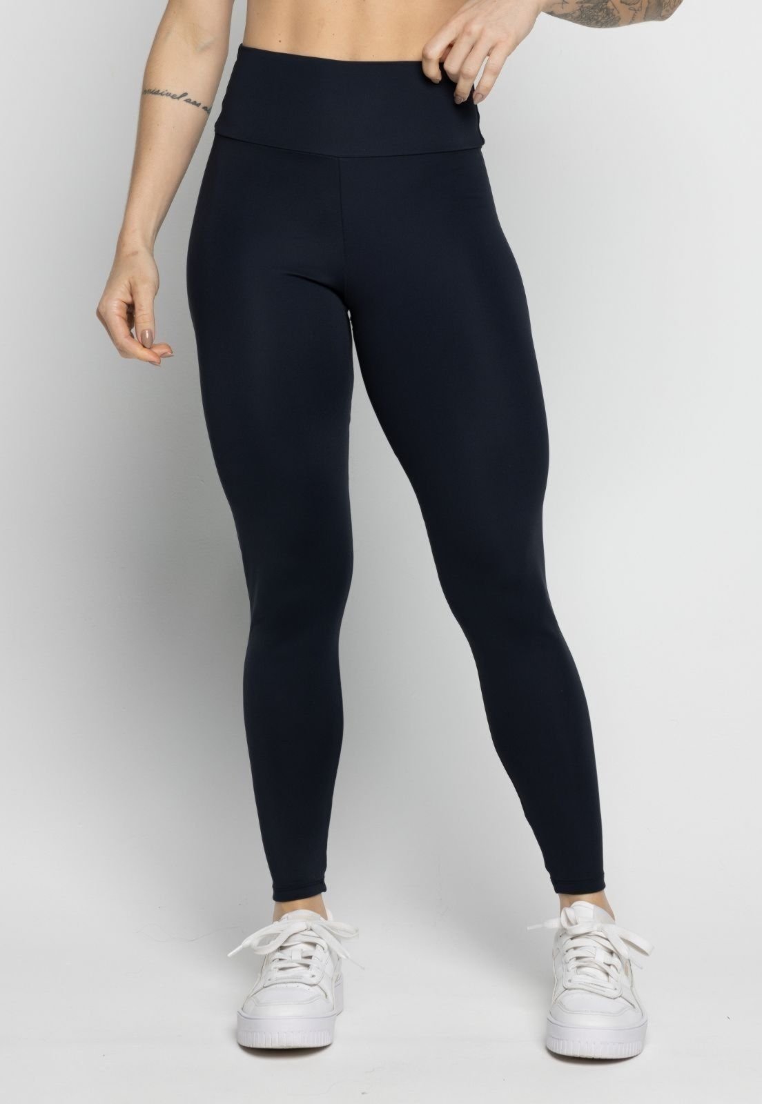 Calça Legging Serra e Mar Modas Poliamida Cintura Alta Zero Transparência Feminina Preto