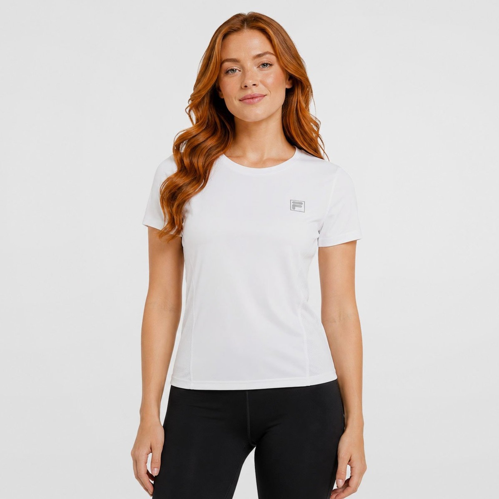 Camiseta Fila Core Run Feminina Branca e Prata