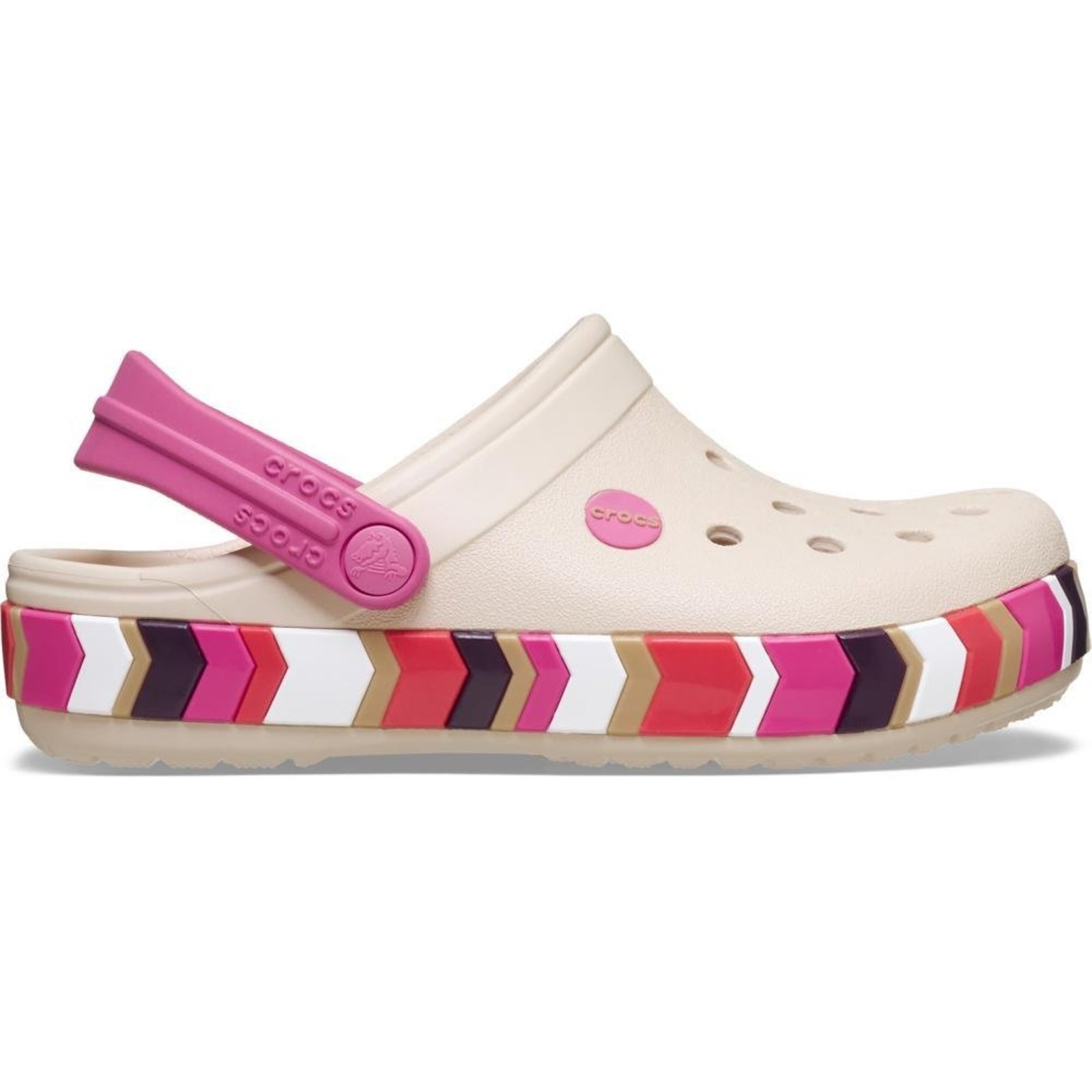 Infantil - Sandália Crocs Crocband Chevron Band Clog K Frappé/Quiet Rose