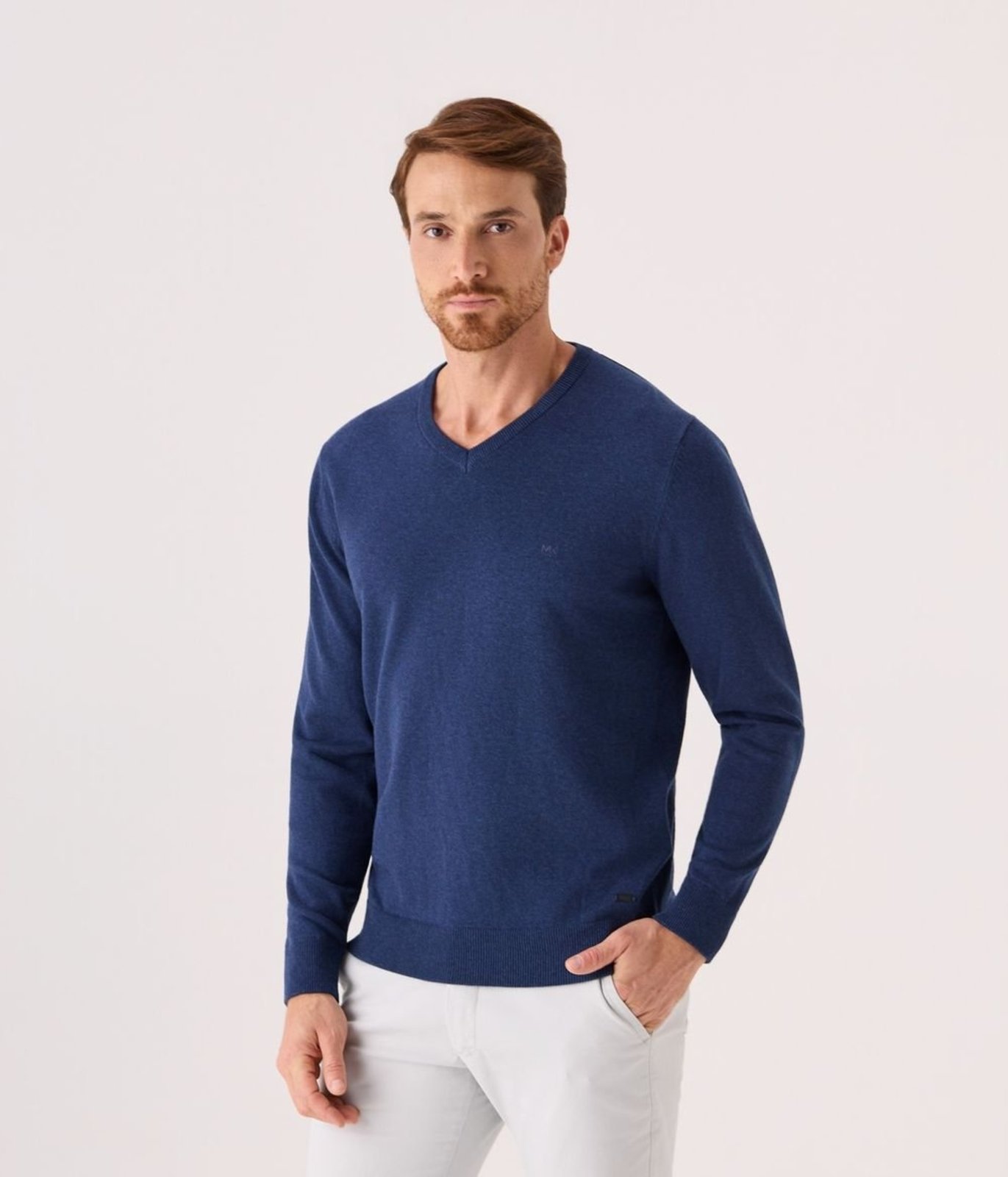 Pullover Makenji Basico Gola V Masculino Azul Noite