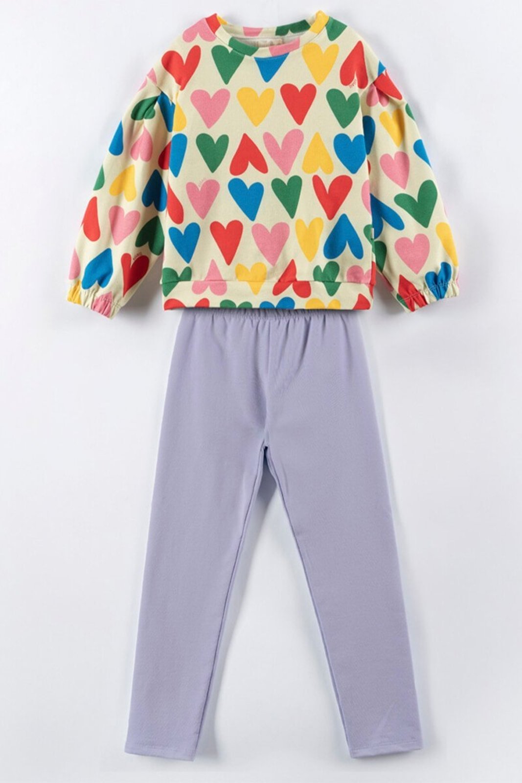 Vista 3 Infantil - Conjunto Bugbee Menina Casaco Corações e Calça em Molecotton Color Hearts estampado/lilás Bugbee estampado/lilás