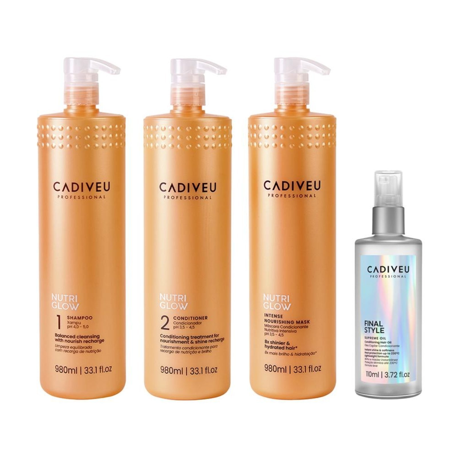 Kit Cadiveu Nutri Glow Óleo Capilar 110ml + 3 Produtos