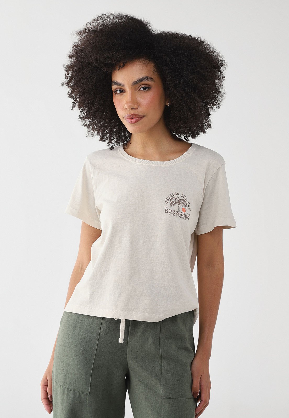 Camiseta Feminina Billabong Chasing Sun Off-White