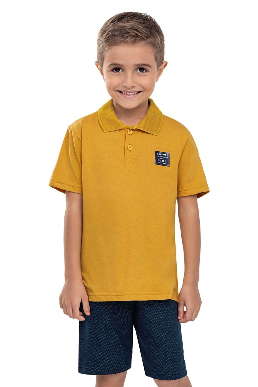 Infantil - Conjunto Menino Polo Manga Curta Elian Amarelo