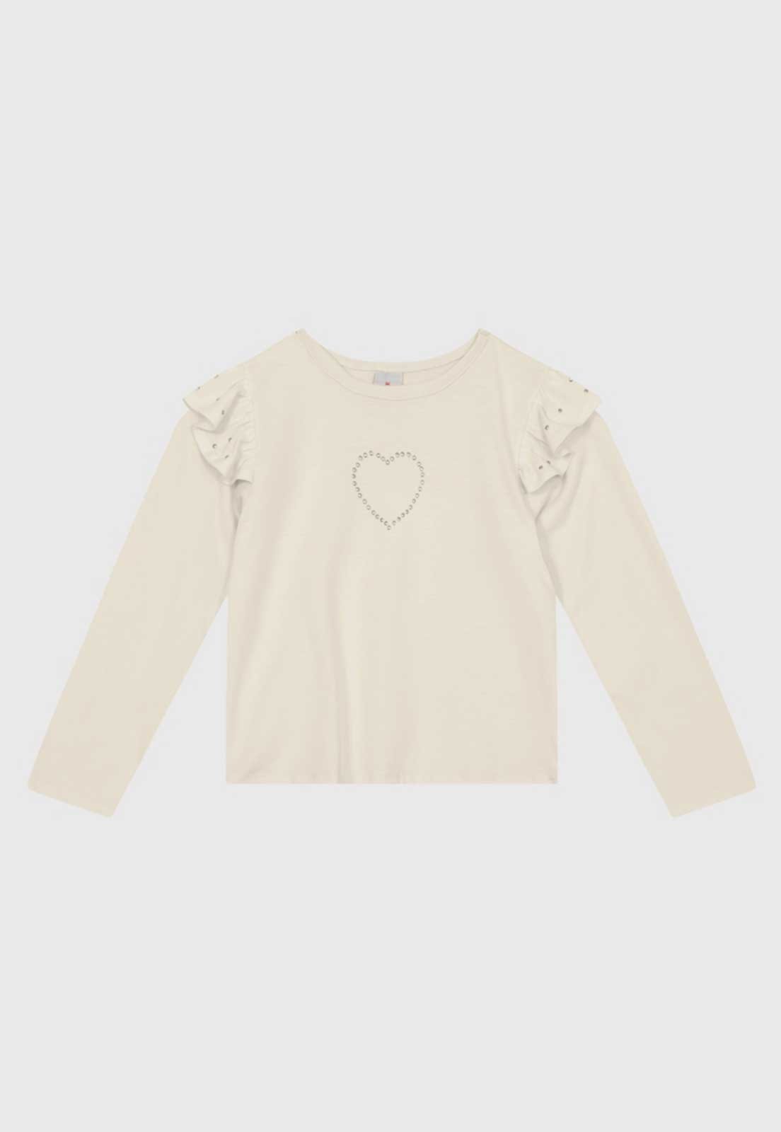 Infantil - Blusa Brandili Manga Longa Babados Algodão Off White