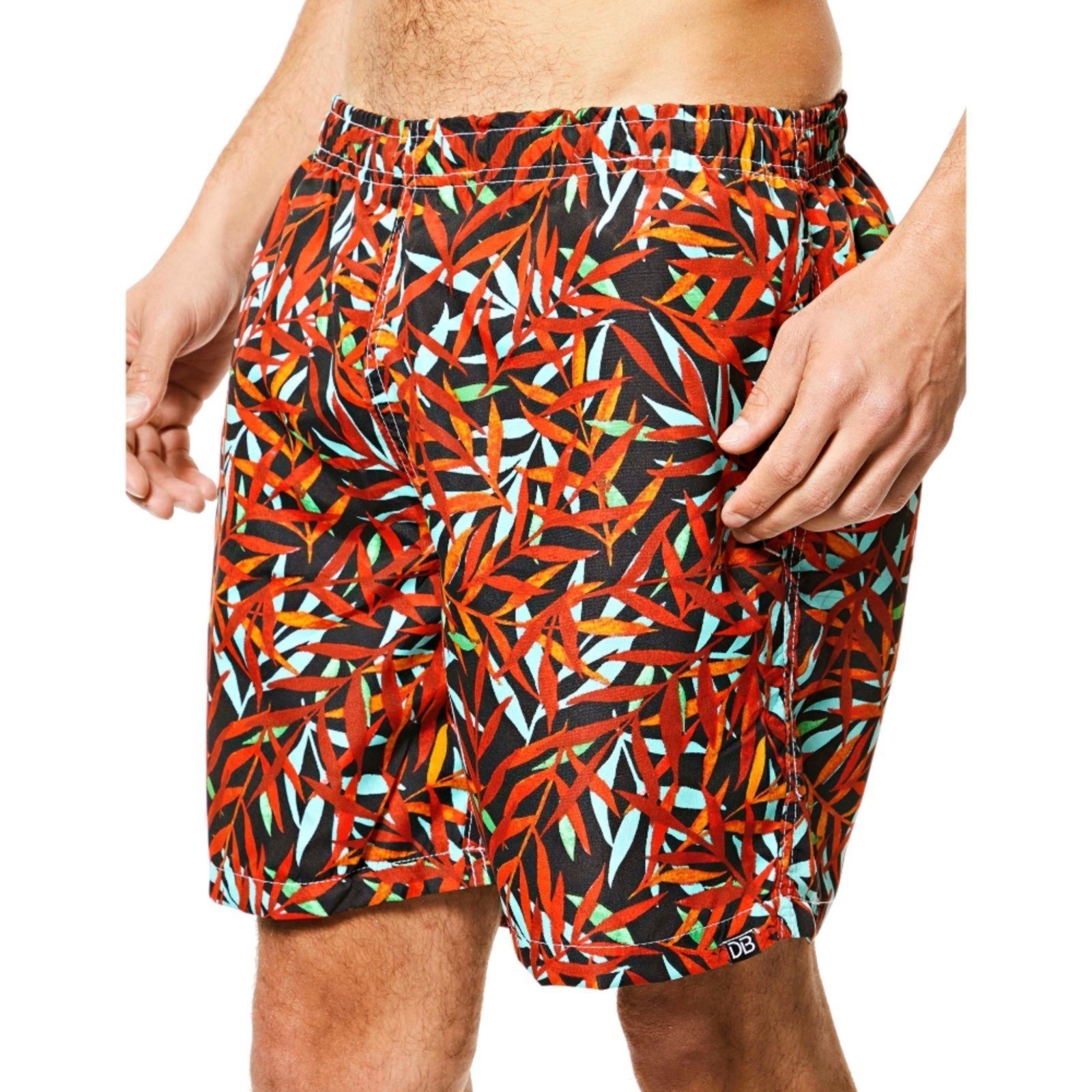 Bermuda Masculina Short Praia Estampado Ajuste Elástico Vermelho