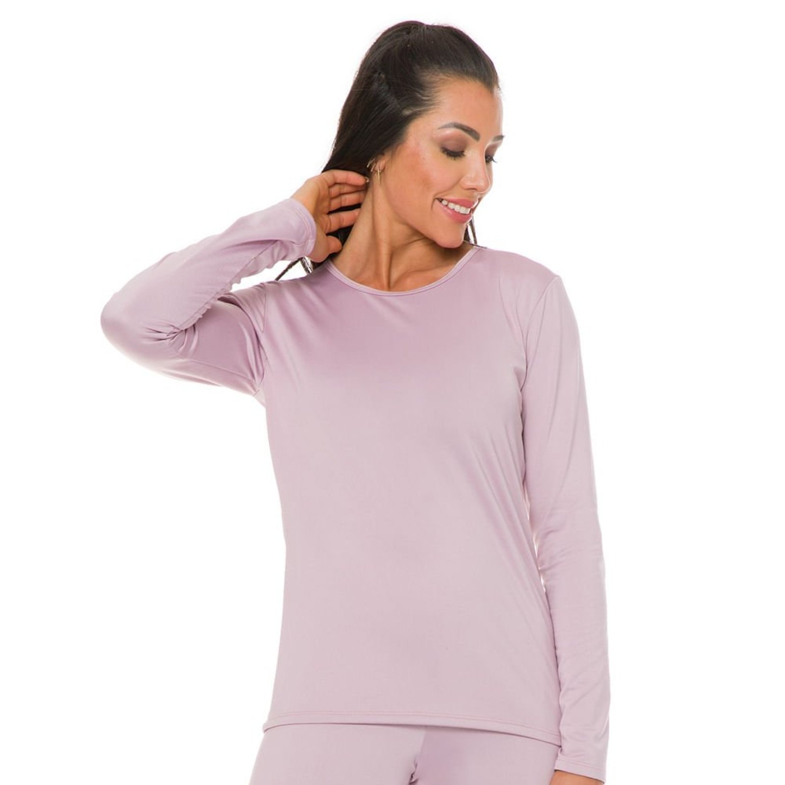 Blusa Térmica Feminina Estilo do Corpo Rosa Claro