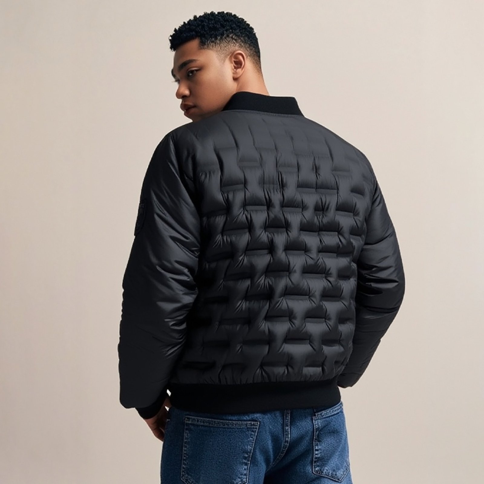 Jaqueta Plus Puffer Masculina Rock e Soda Preto