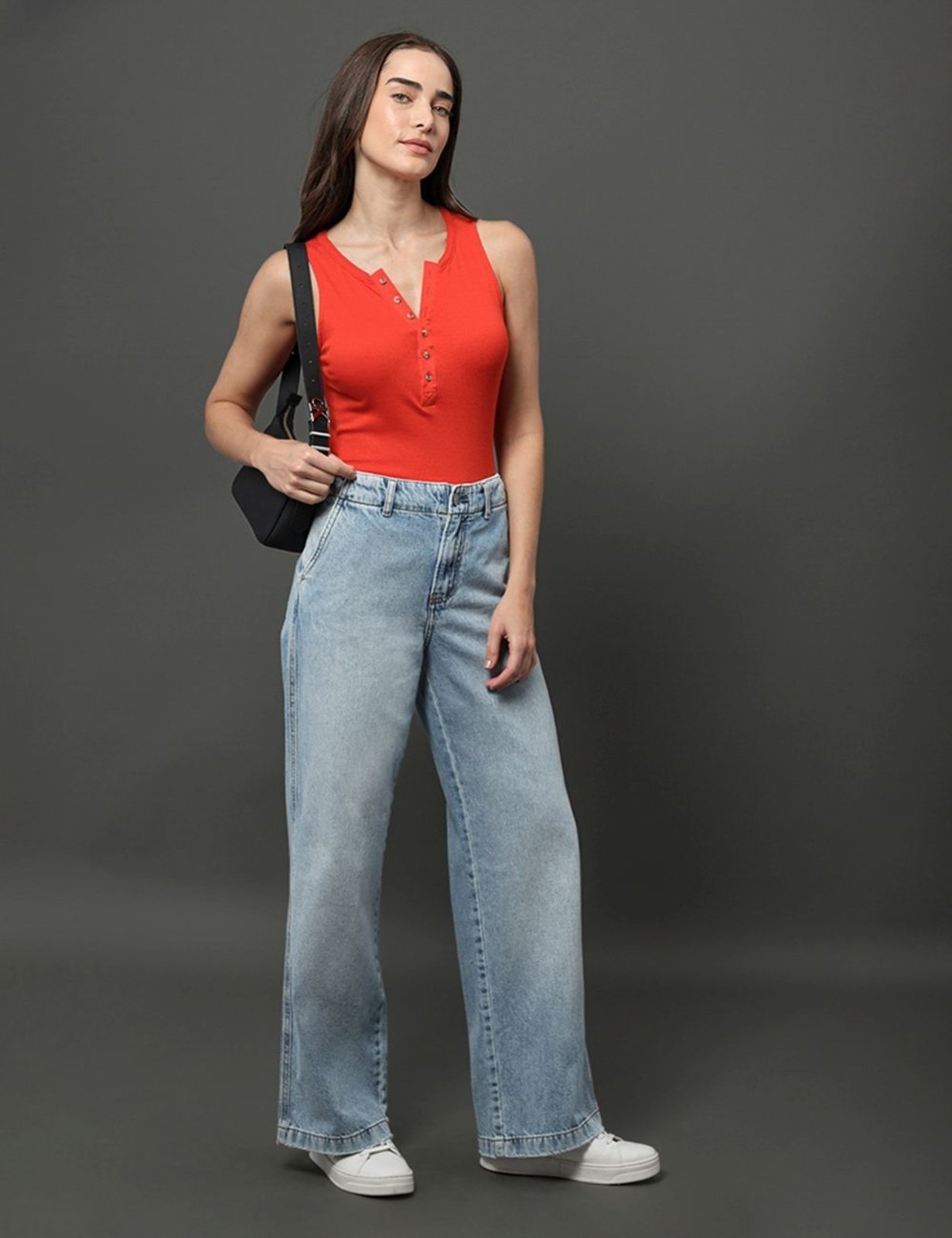 Vista 3 Calça Jeans Feminina Wide Leg Bolso-Faca Calvin Klein Jeans Claro azul Calvin Klein Jeans azul
