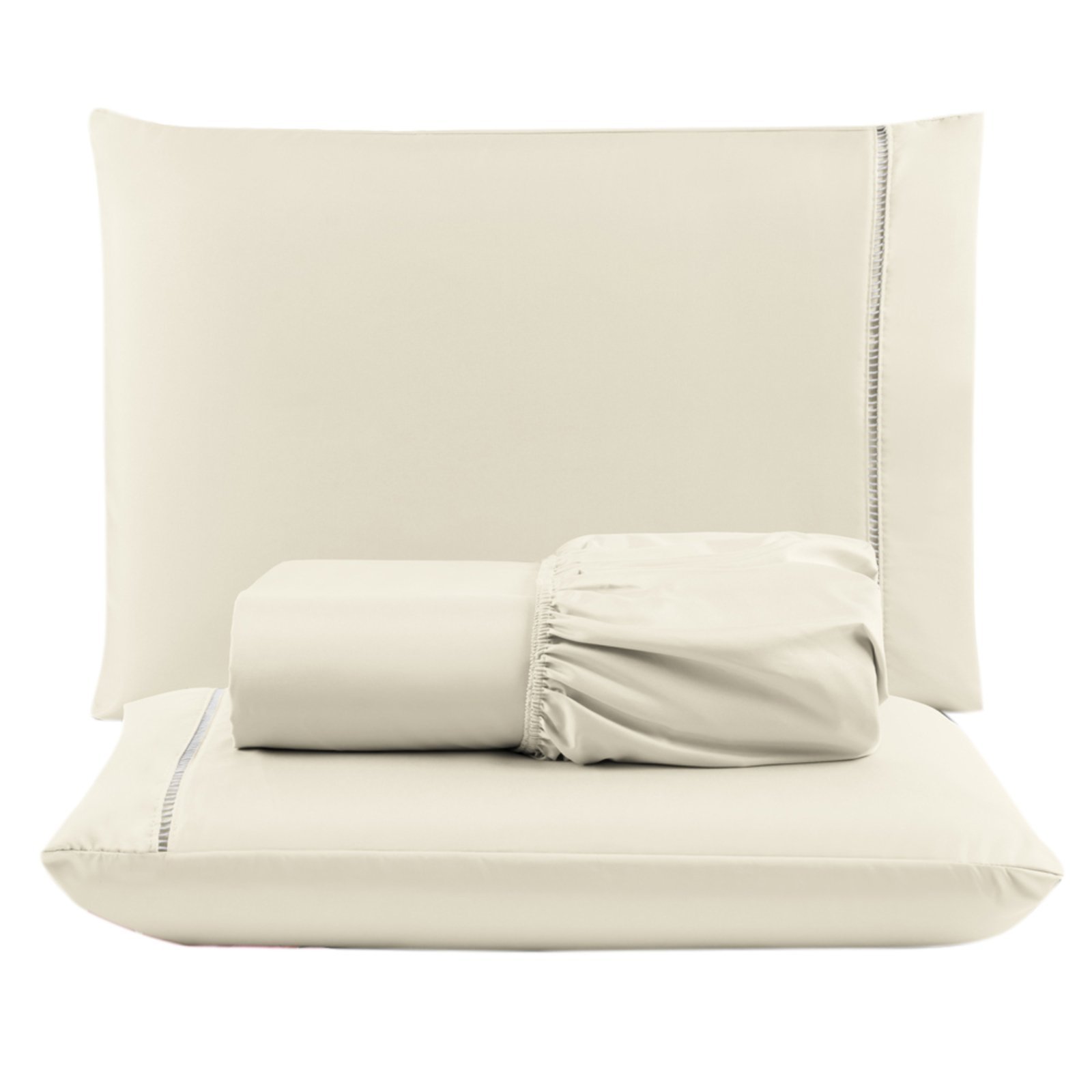 Jogo Cama Lençol Casa Scarpa Unique King Micro Percal 400 Fios Ponto Palito 3 Peças - Palha