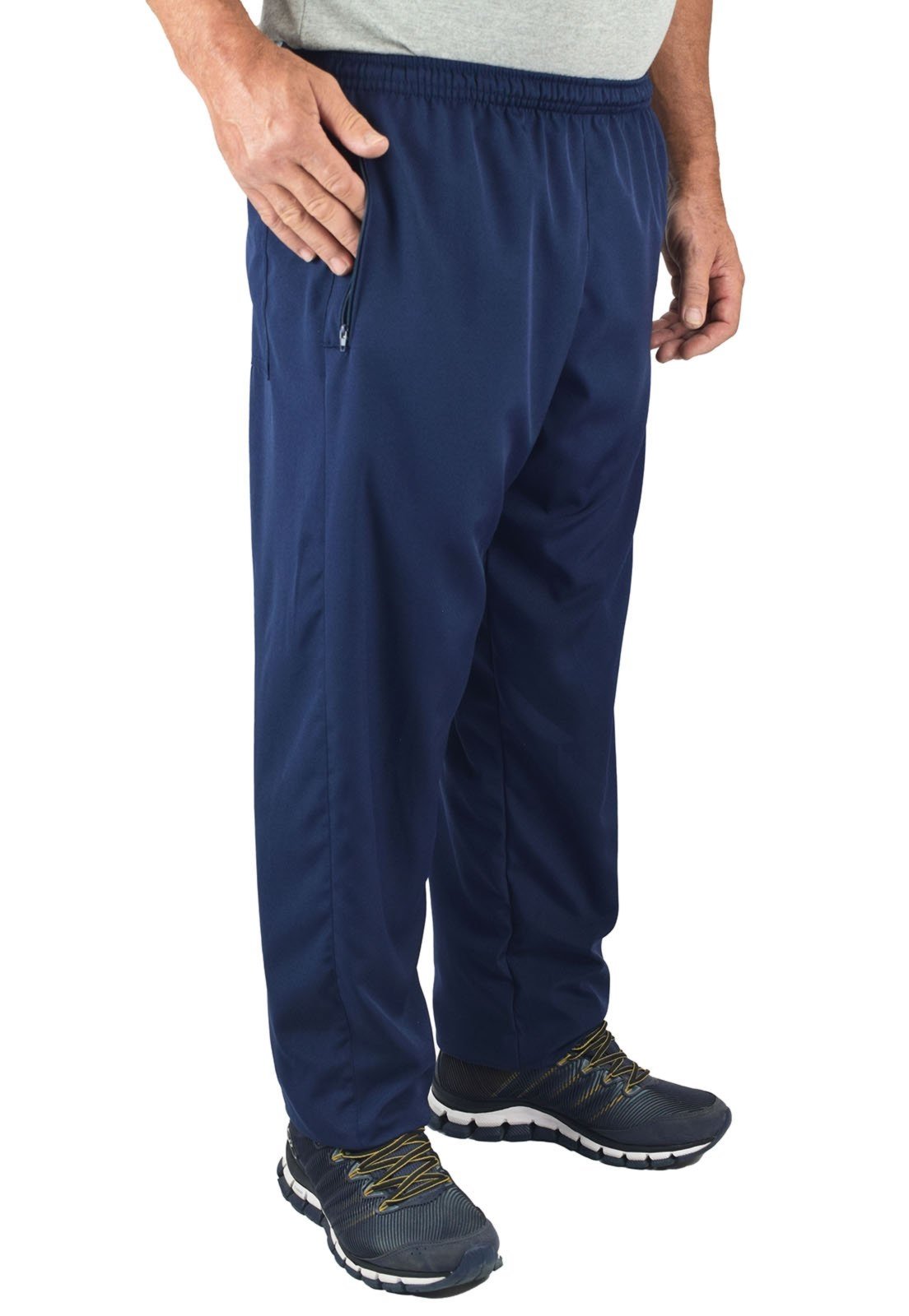 Calça Tactel Elastano Forrada Butu Biru ziper Bolso Azul Escuro