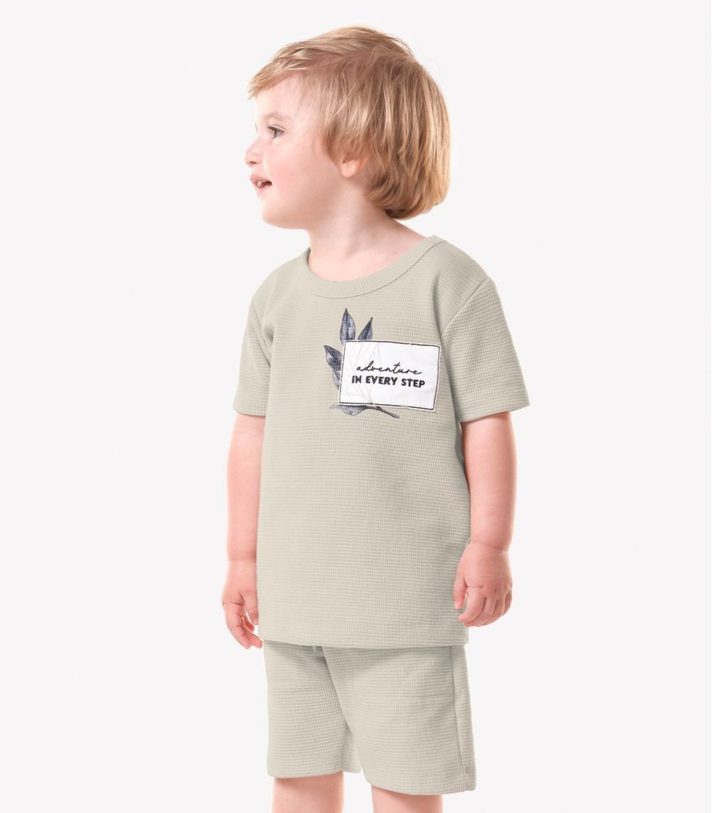 Infantil - Conjunto Camiseta Com Bermuda Trick Nick Bege