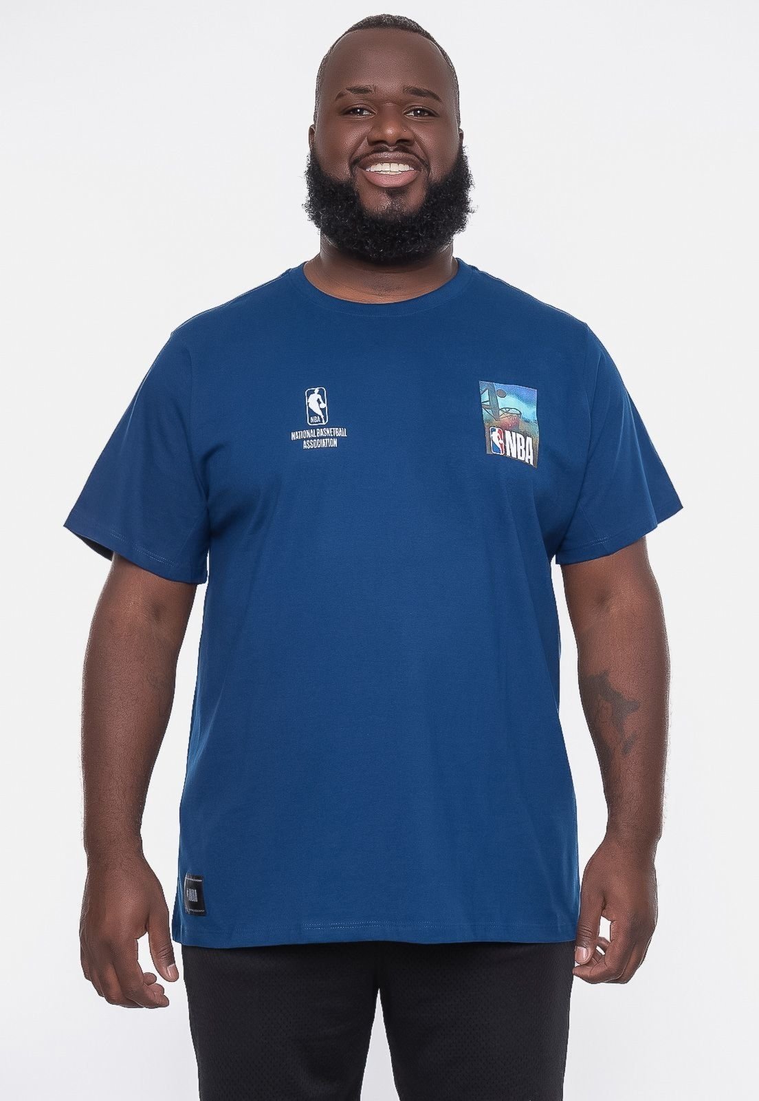 Camiseta NBA Plus Size Photo Azul Indigo