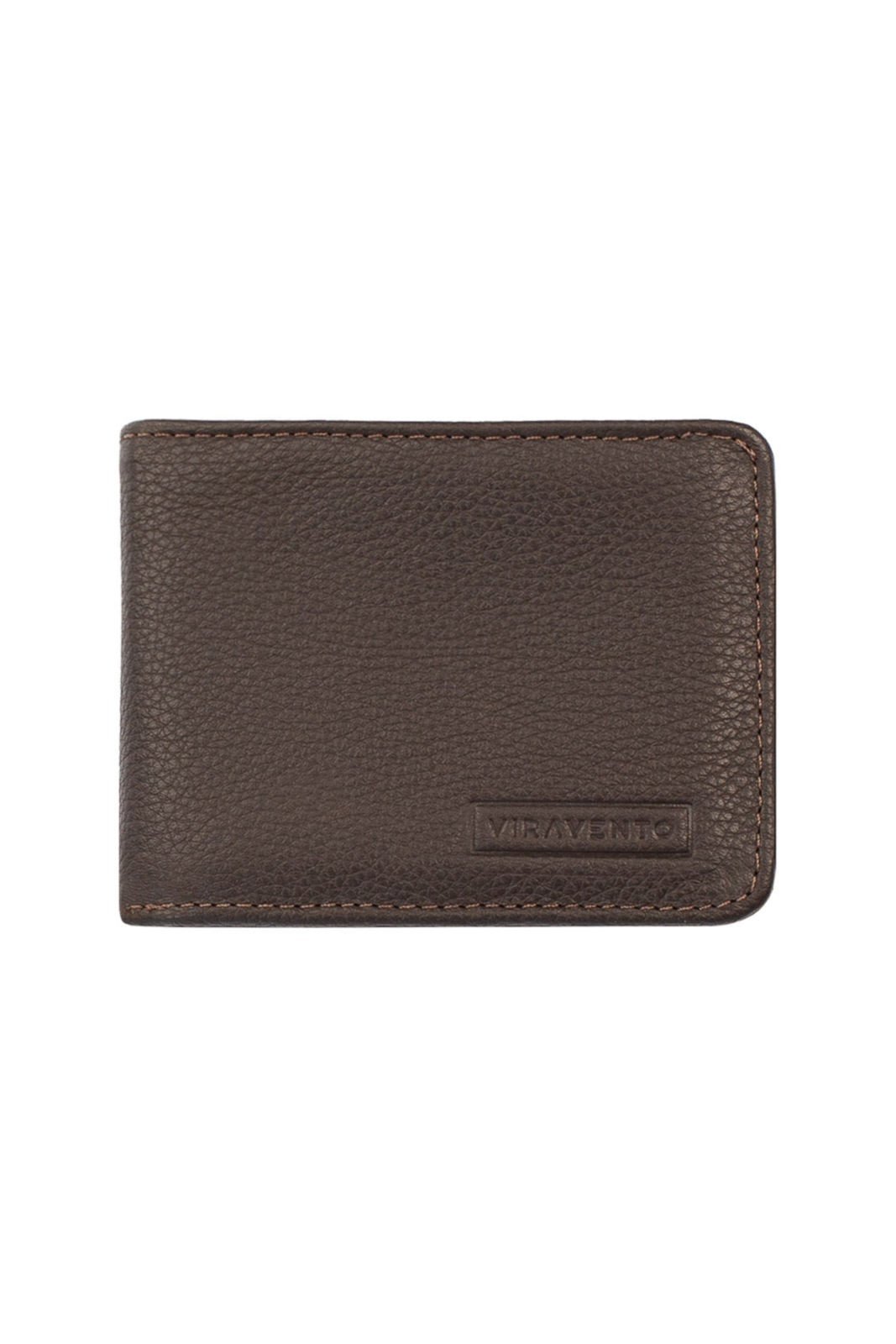 Carteira Vira Vento Masculina Pequena De Couro Italiano Floater Joel 8x10cm – Café