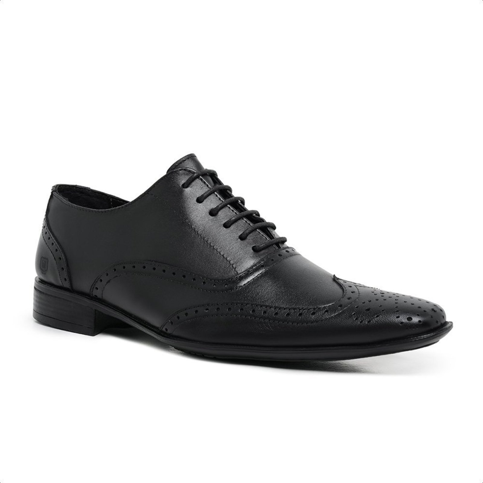 Sapato Social Masculino Malbork Brogue em Couro Preto com Solado de Borracha 311P