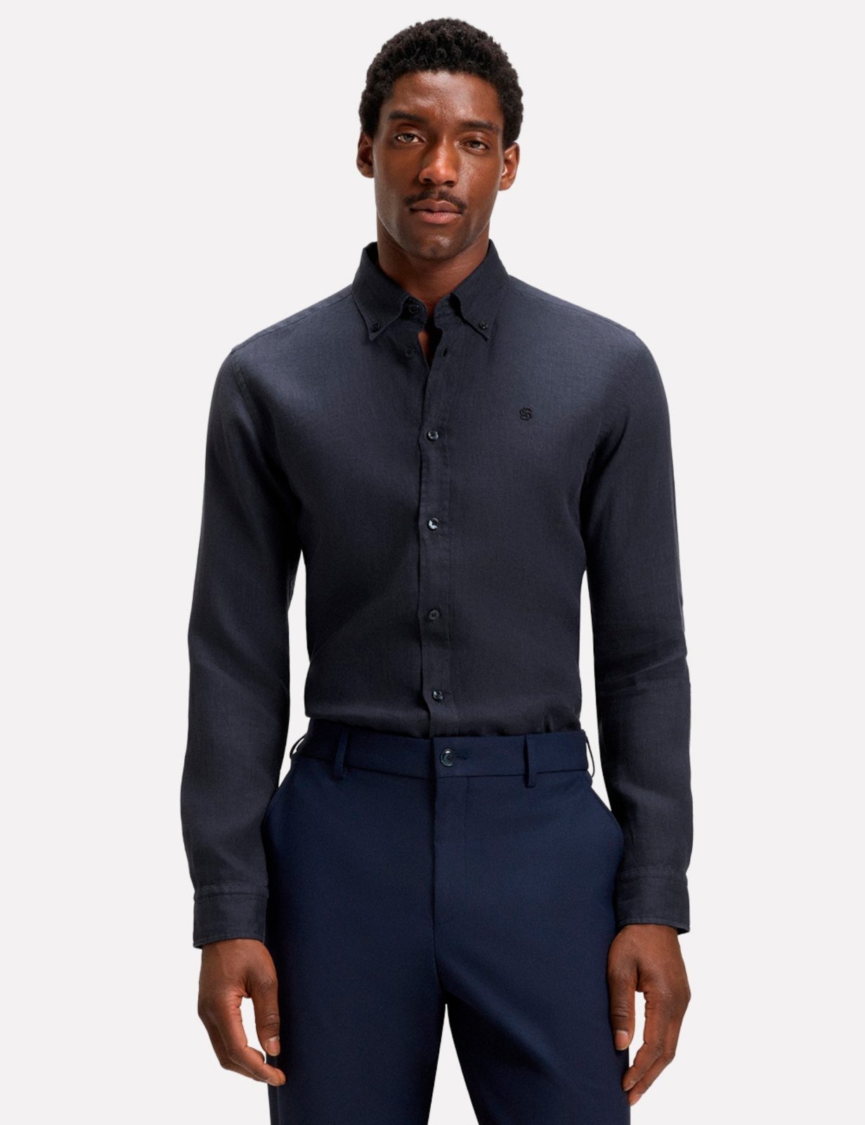 Vista 2 Camisa Hugo Boss Masculina Slim H-ROAN-BD-E-C1-253 azul marinho azul marinho