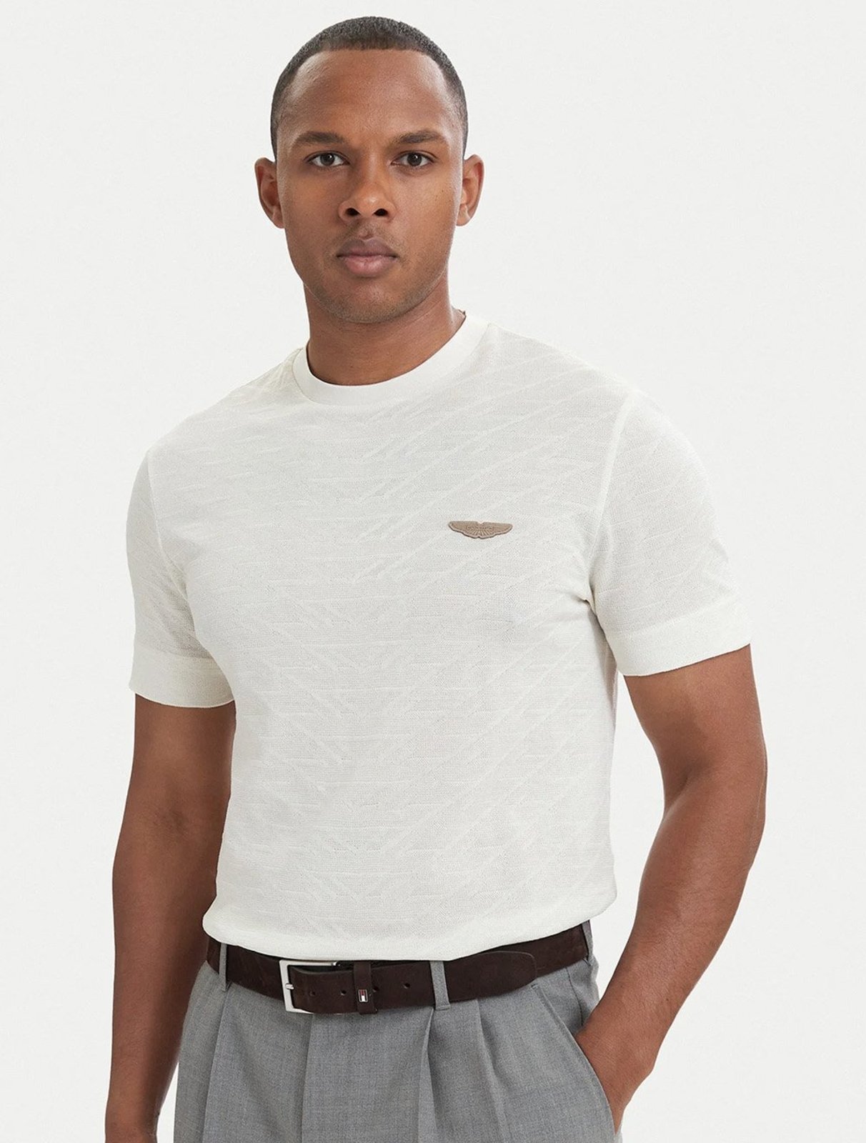 Camiseta Hugo Boss x Aston Martin Masculina Regular Fit C-Thompson 180_AM Off-White