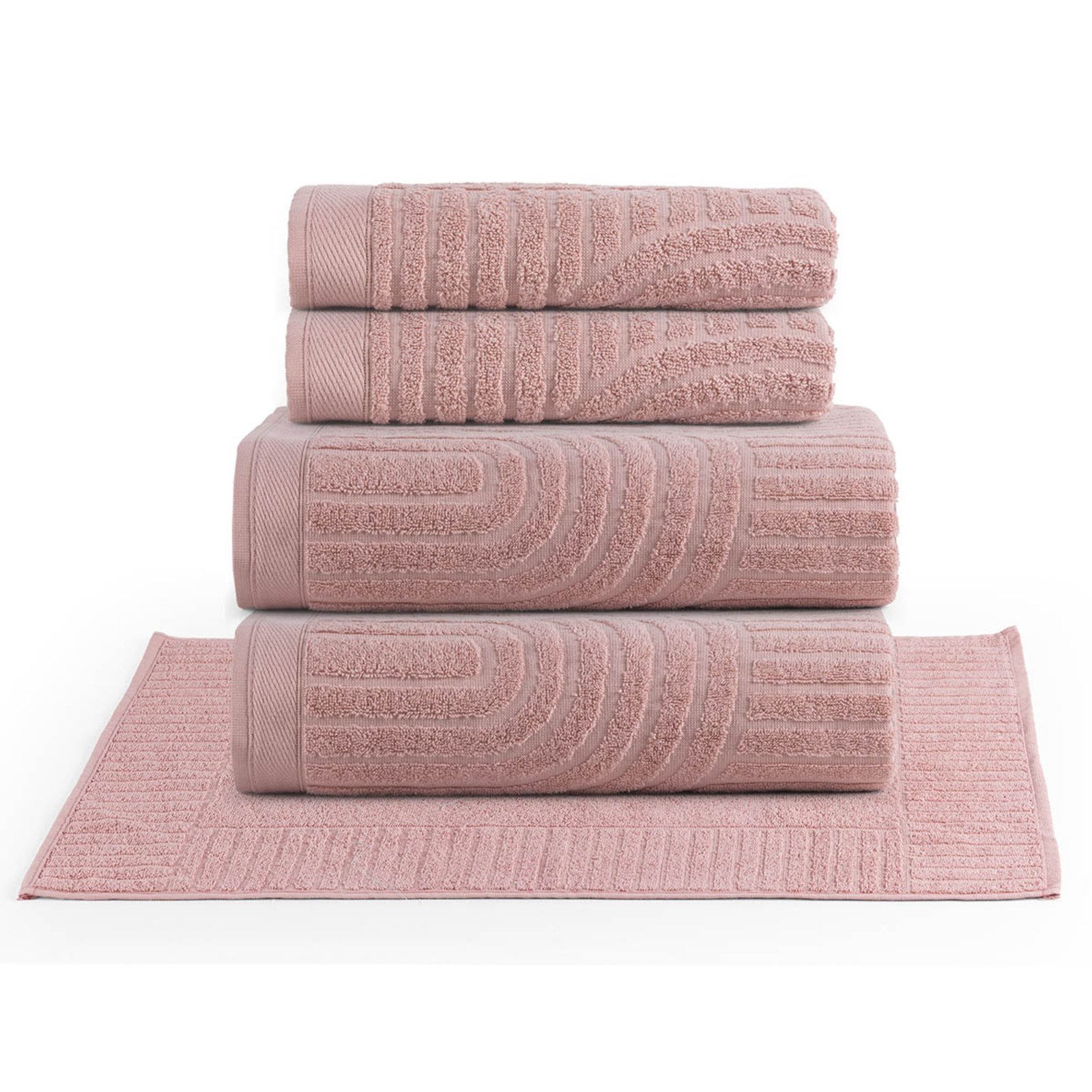 Jogo de Banho Casa Scarpa Dunna Toalhas Macias Algodão Fio Penteado 5 Peças Nuvem Rosa