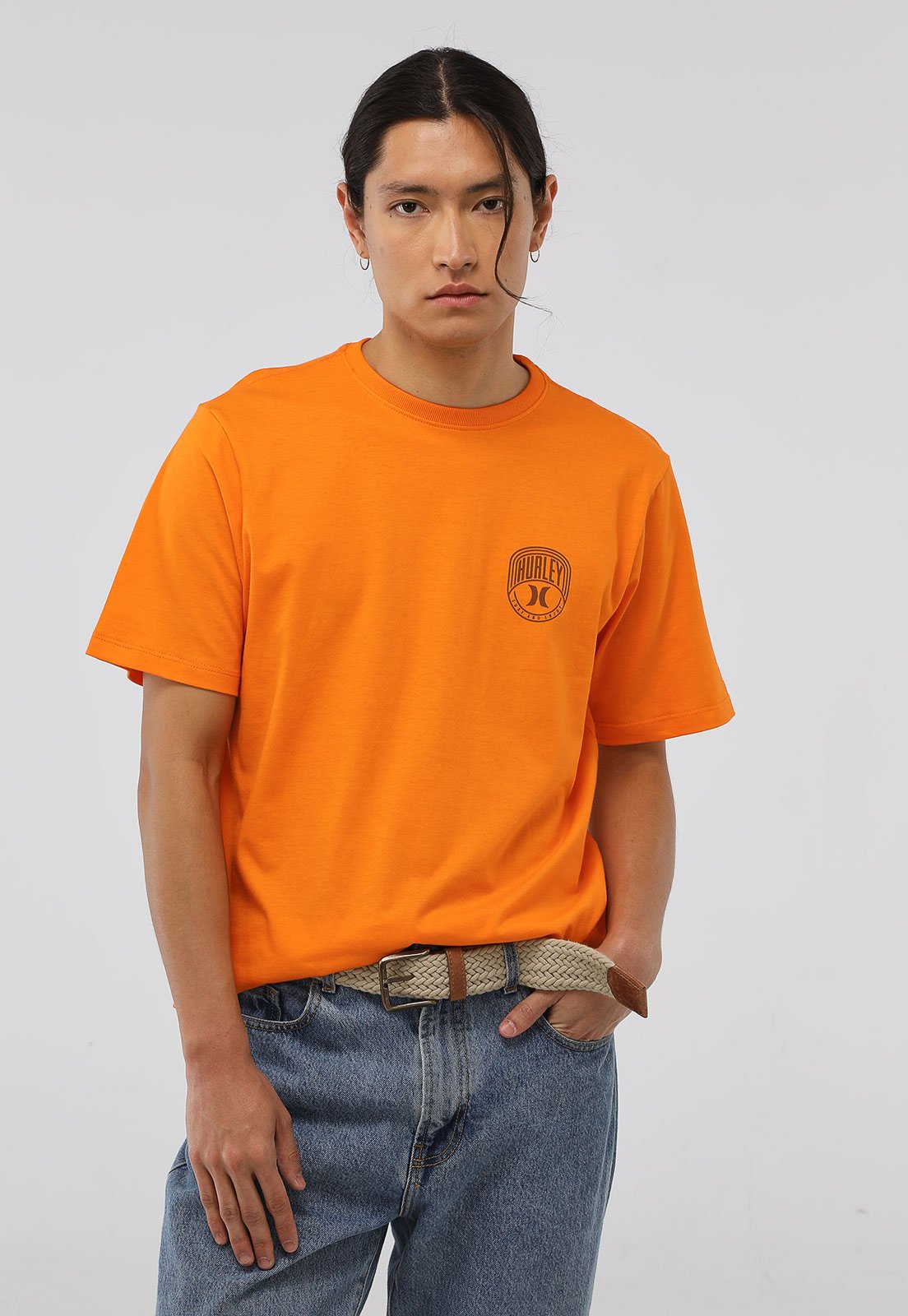 Camiseta Hurley Reta Escudo Laranja