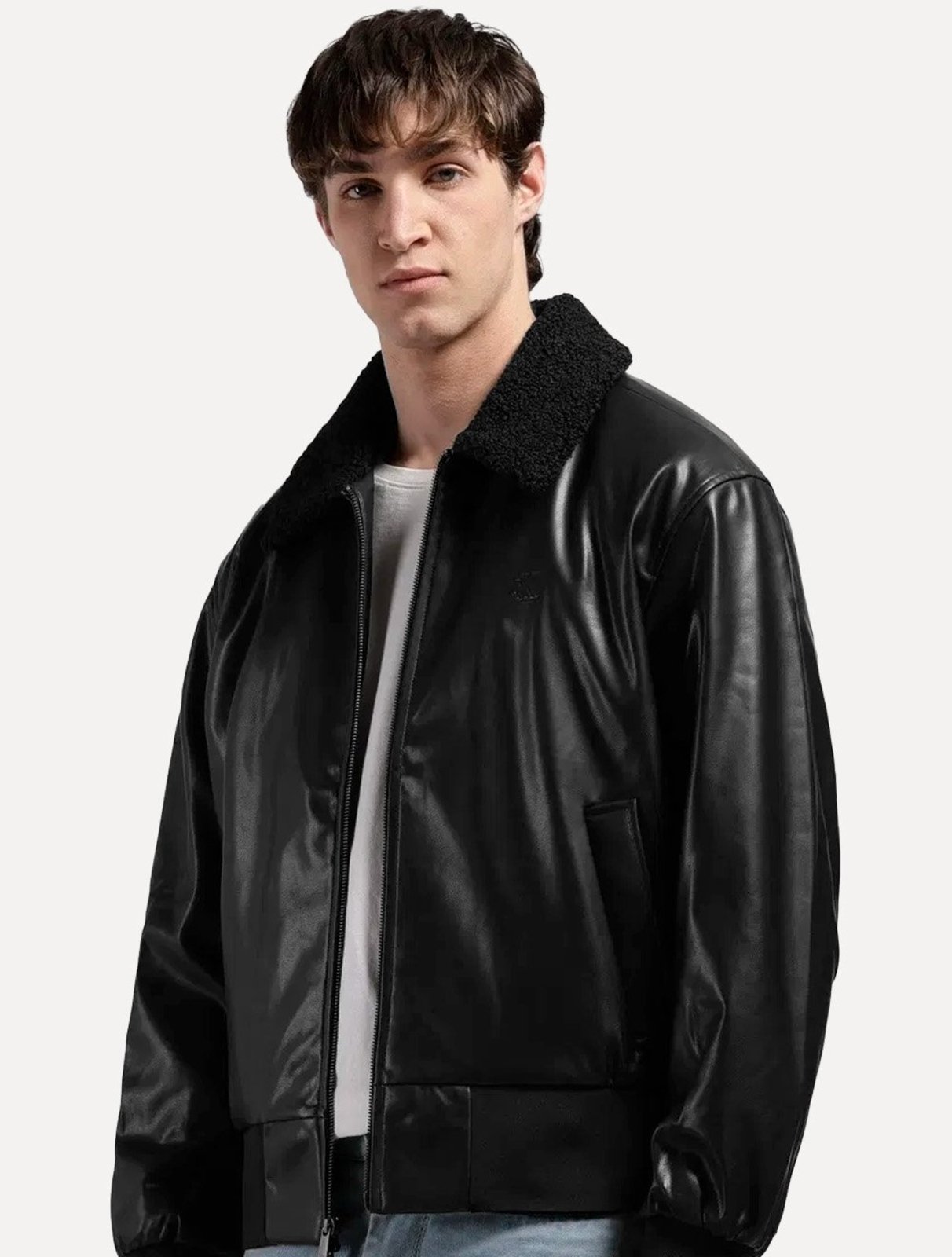 Jaqueta Calvin Klein Jeans Masculina Faux Gola Preta