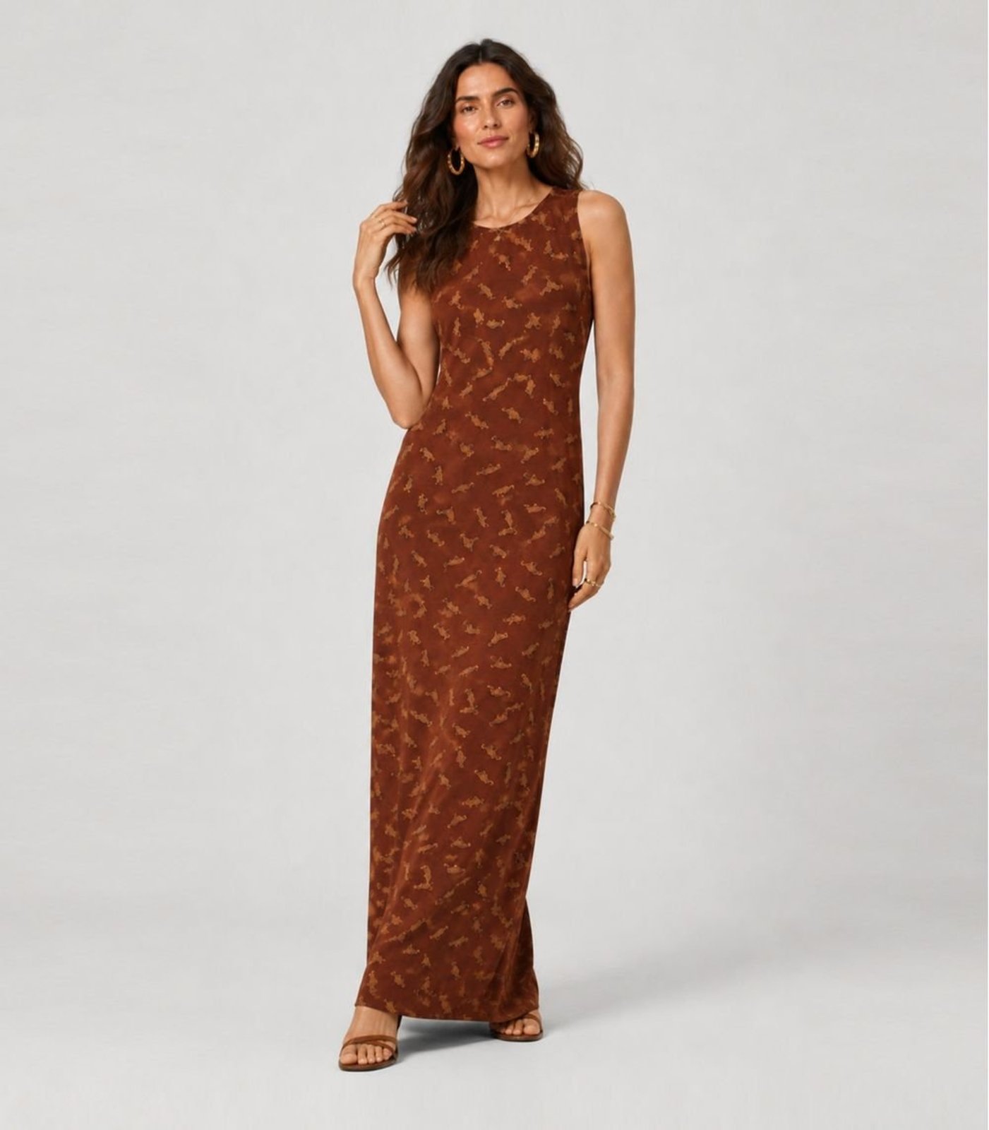 Vestido Feminino Longo Viscotorcion Infinita Cor Marrom
